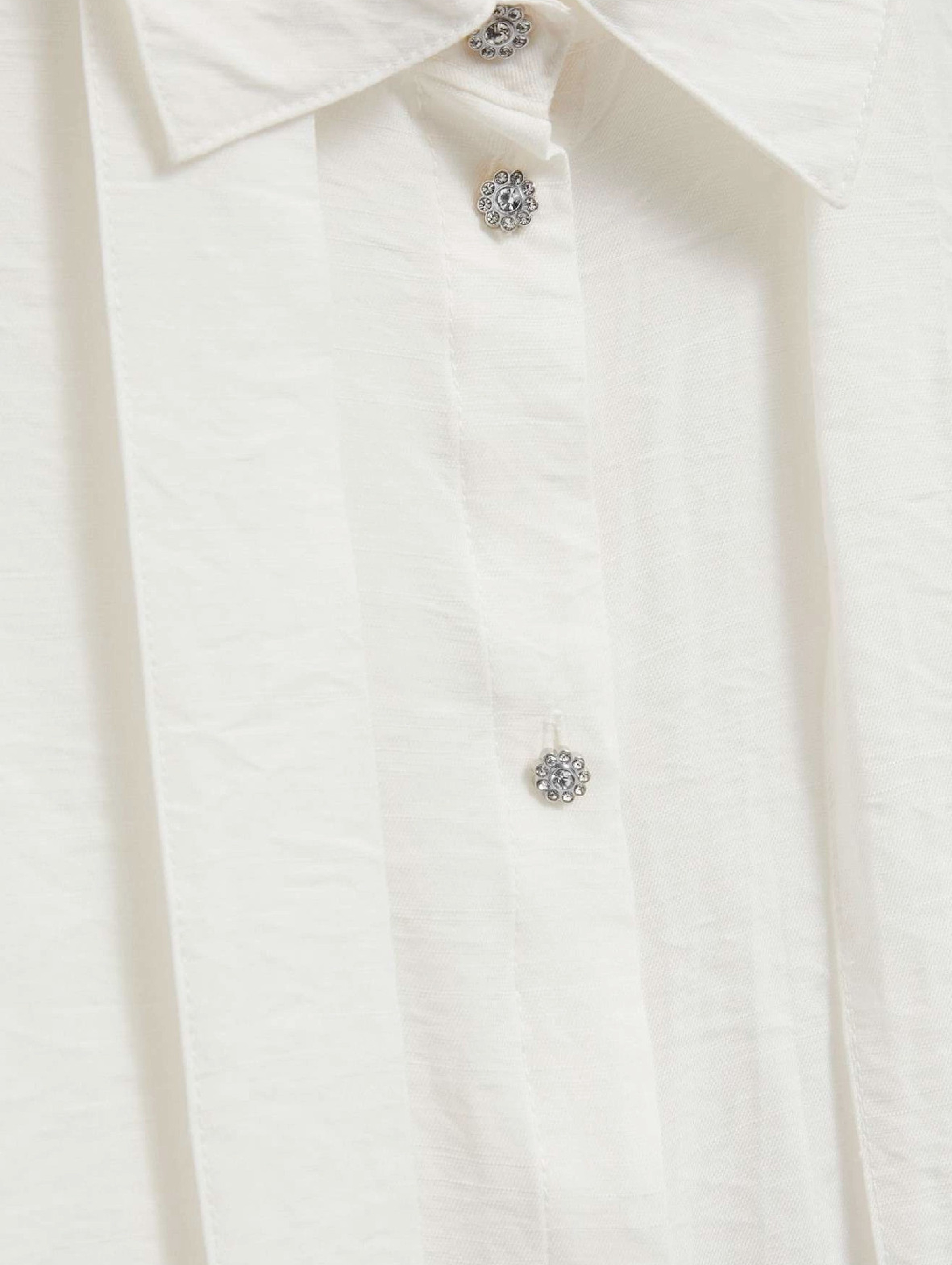 Damska koszula elegancka perłowa z wiązanym dekoltem