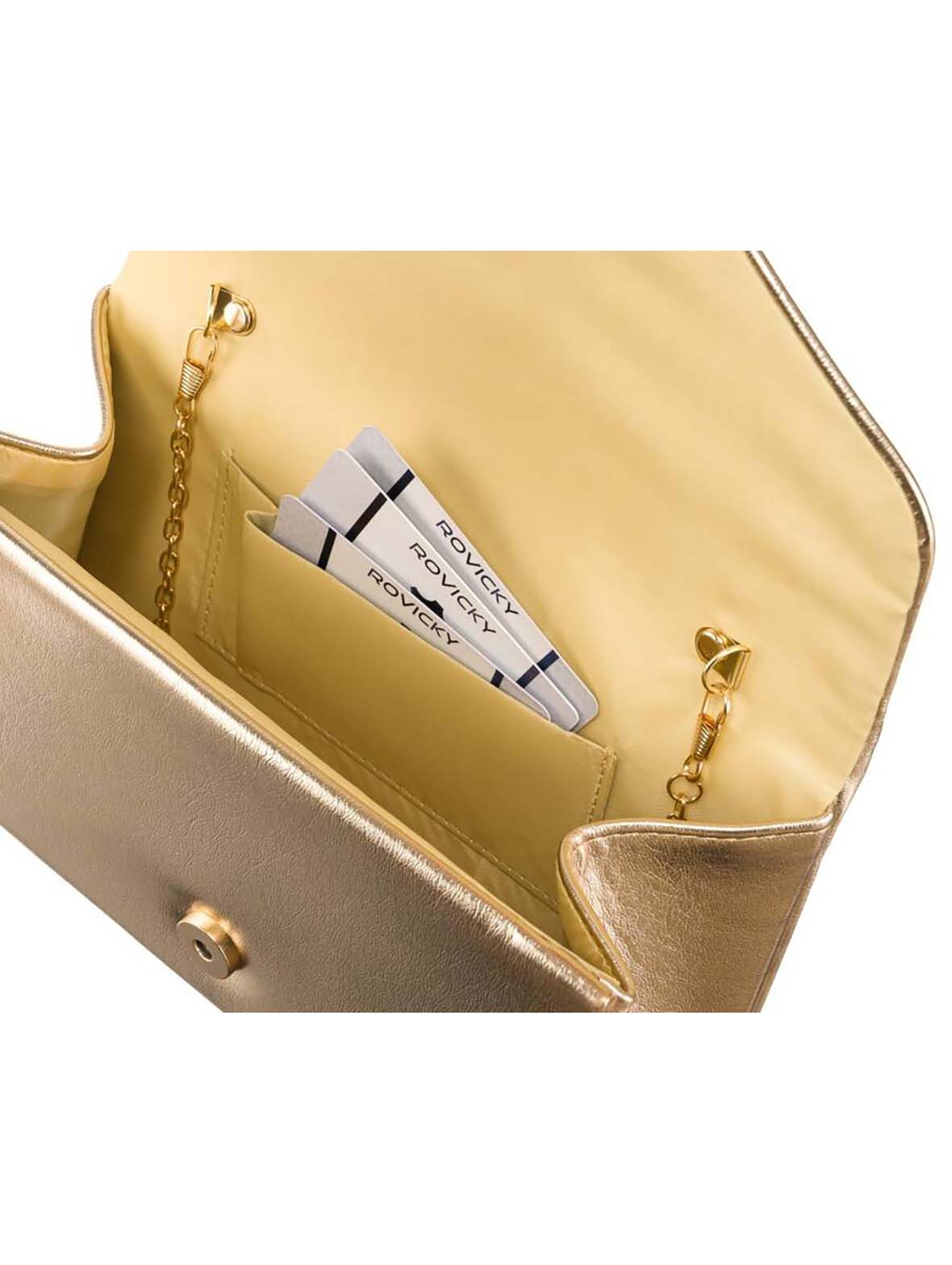 Złota elegancka kopertówka damska ze skóry ekologicznej