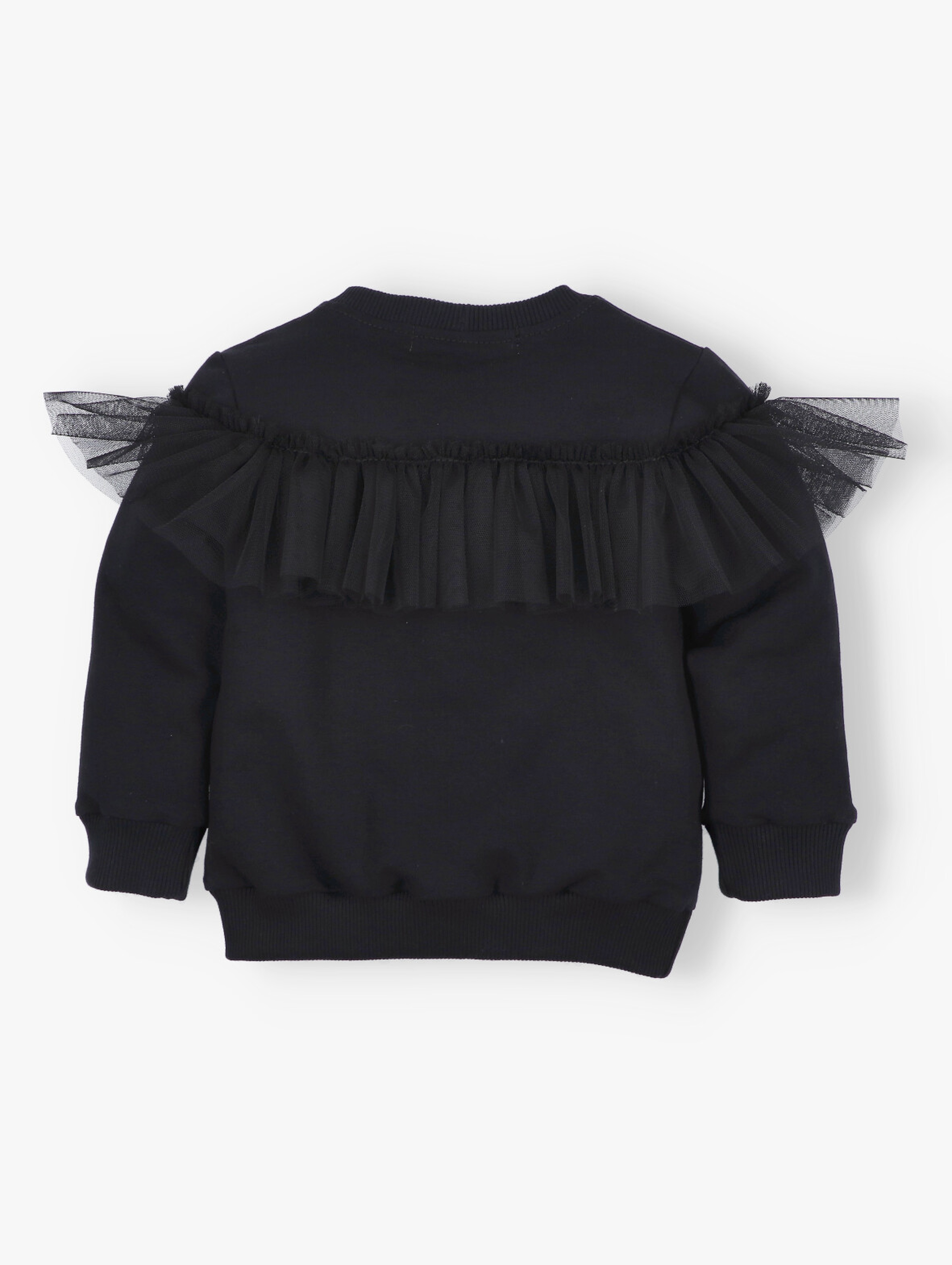 Czarna bluza dla dziewczynki z tiulową falbanką
