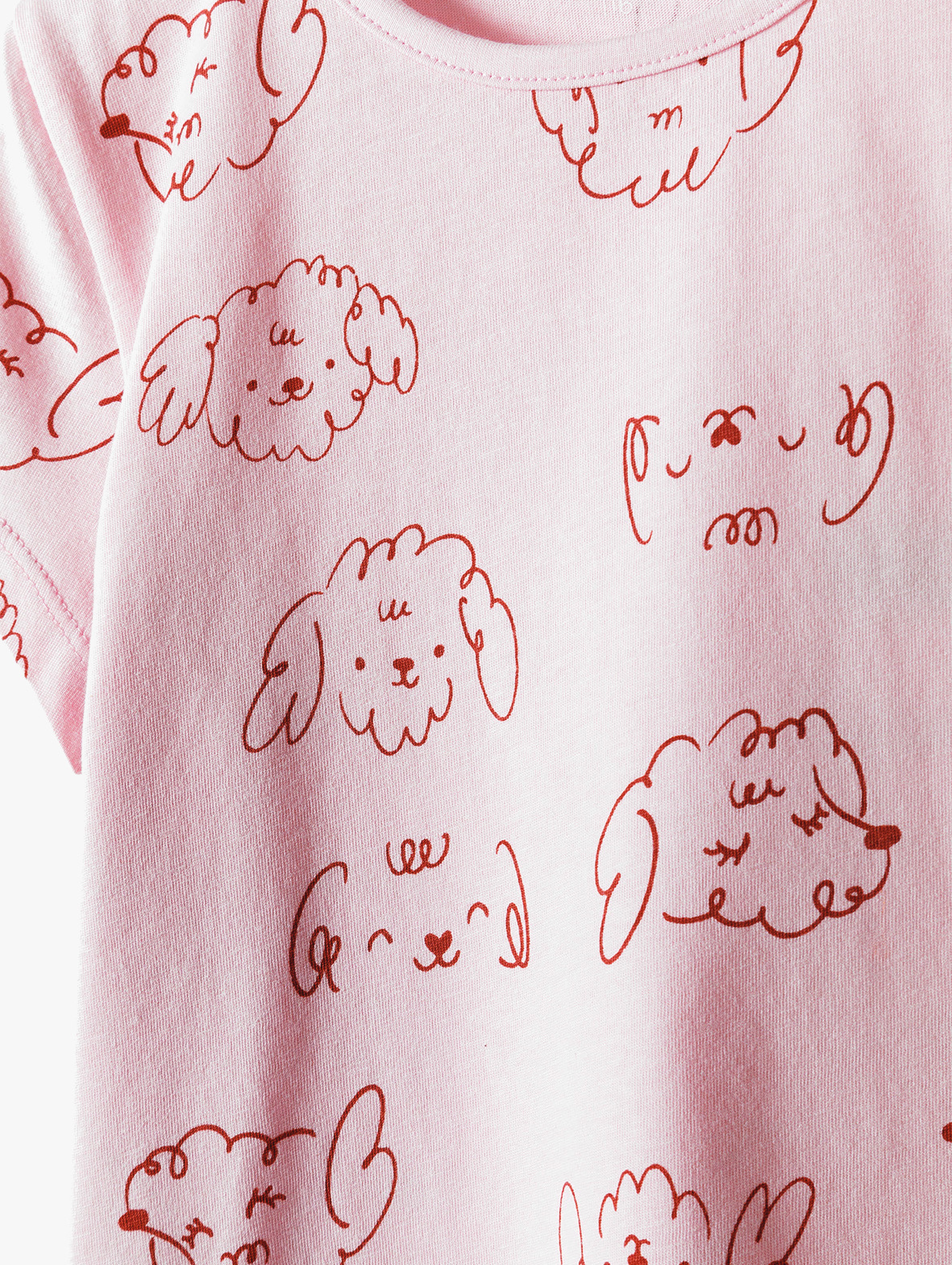 Różowy t-shirt dziewczęcy w pieski - 5.10.15.