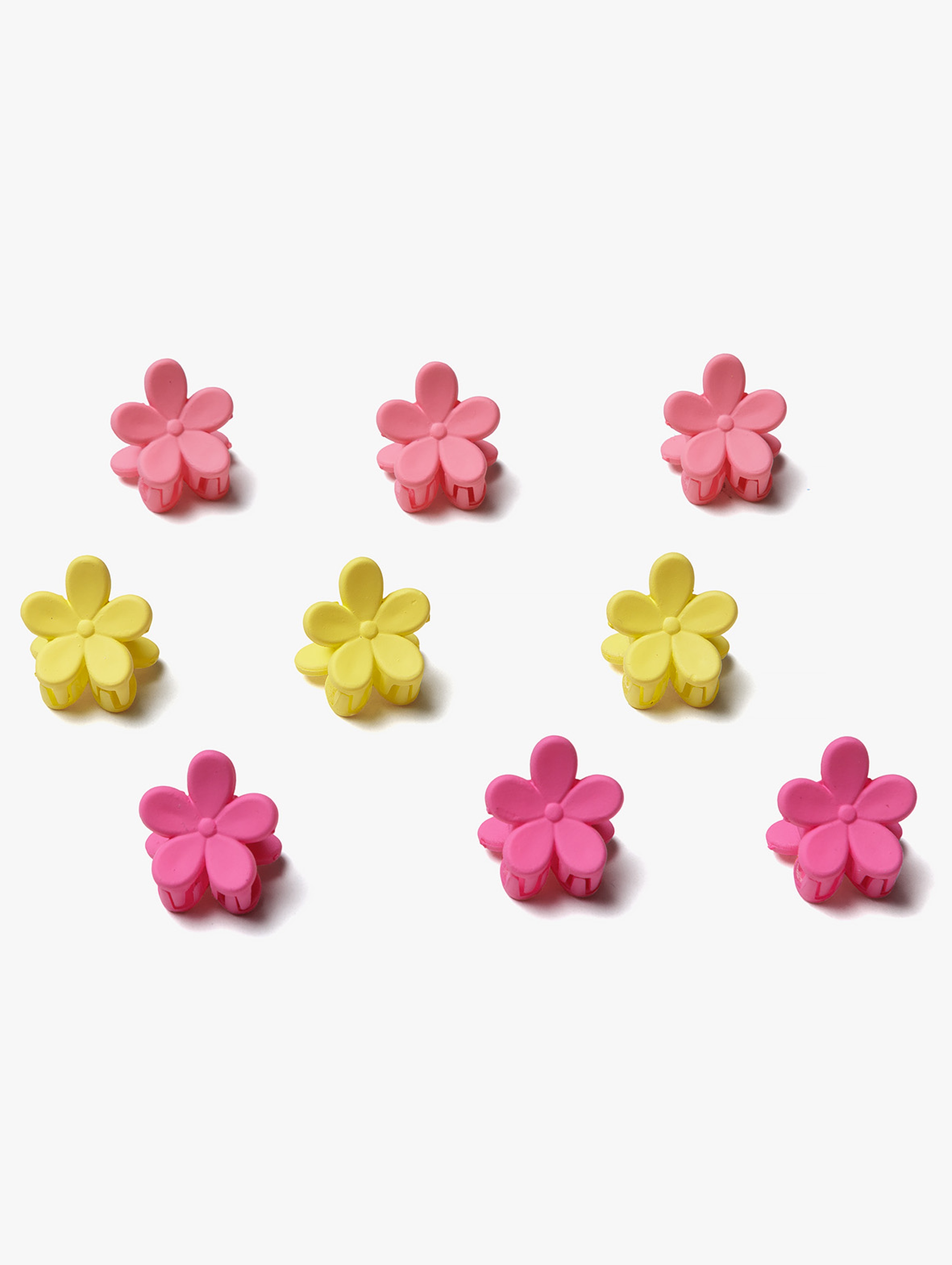 Spinki do włosów kwiatuszki - żółte i różowe 9szt