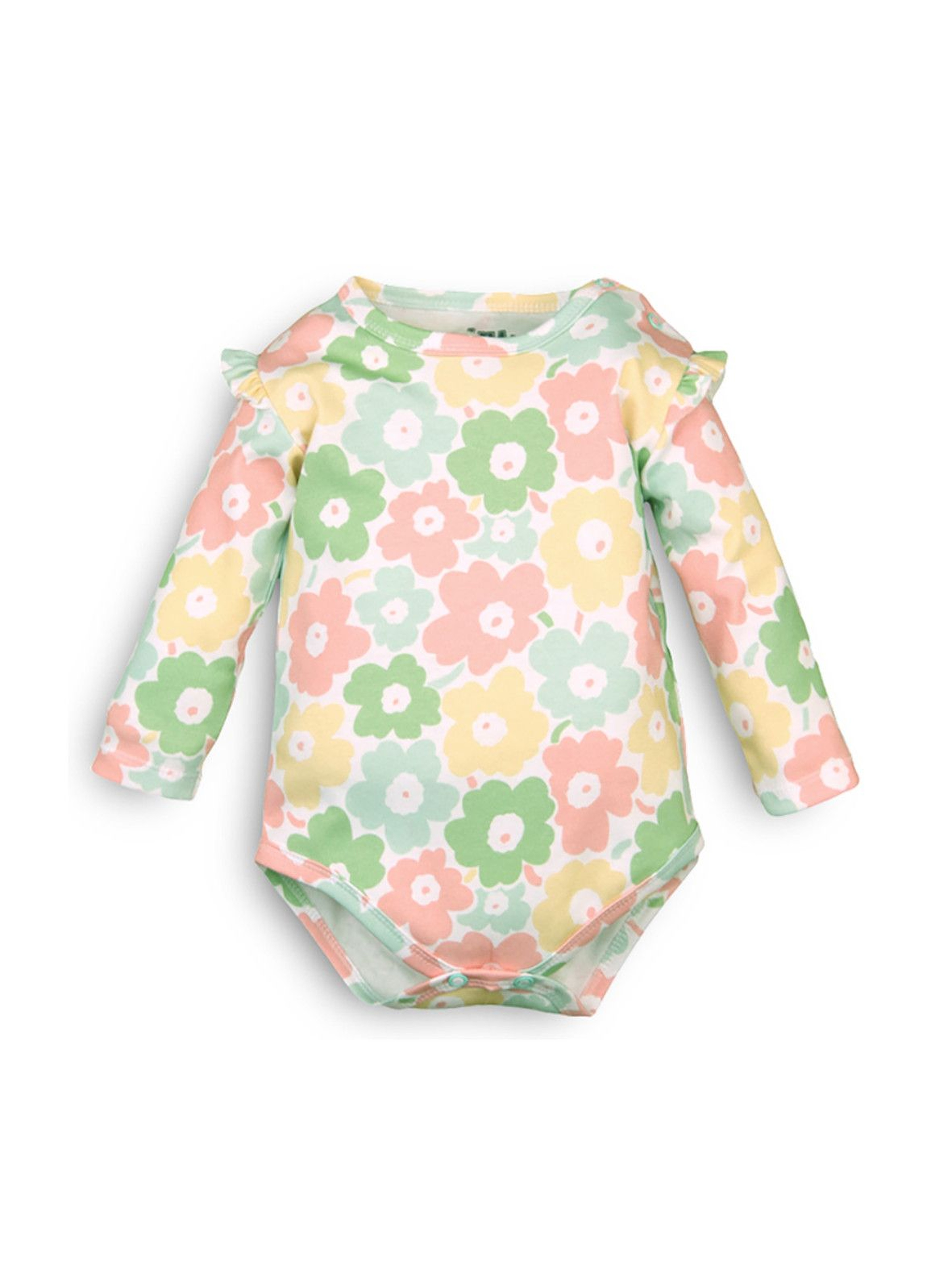 Body niemowlęce z bawełny organicznej dla dziewczynki - kolorowe kwiatki