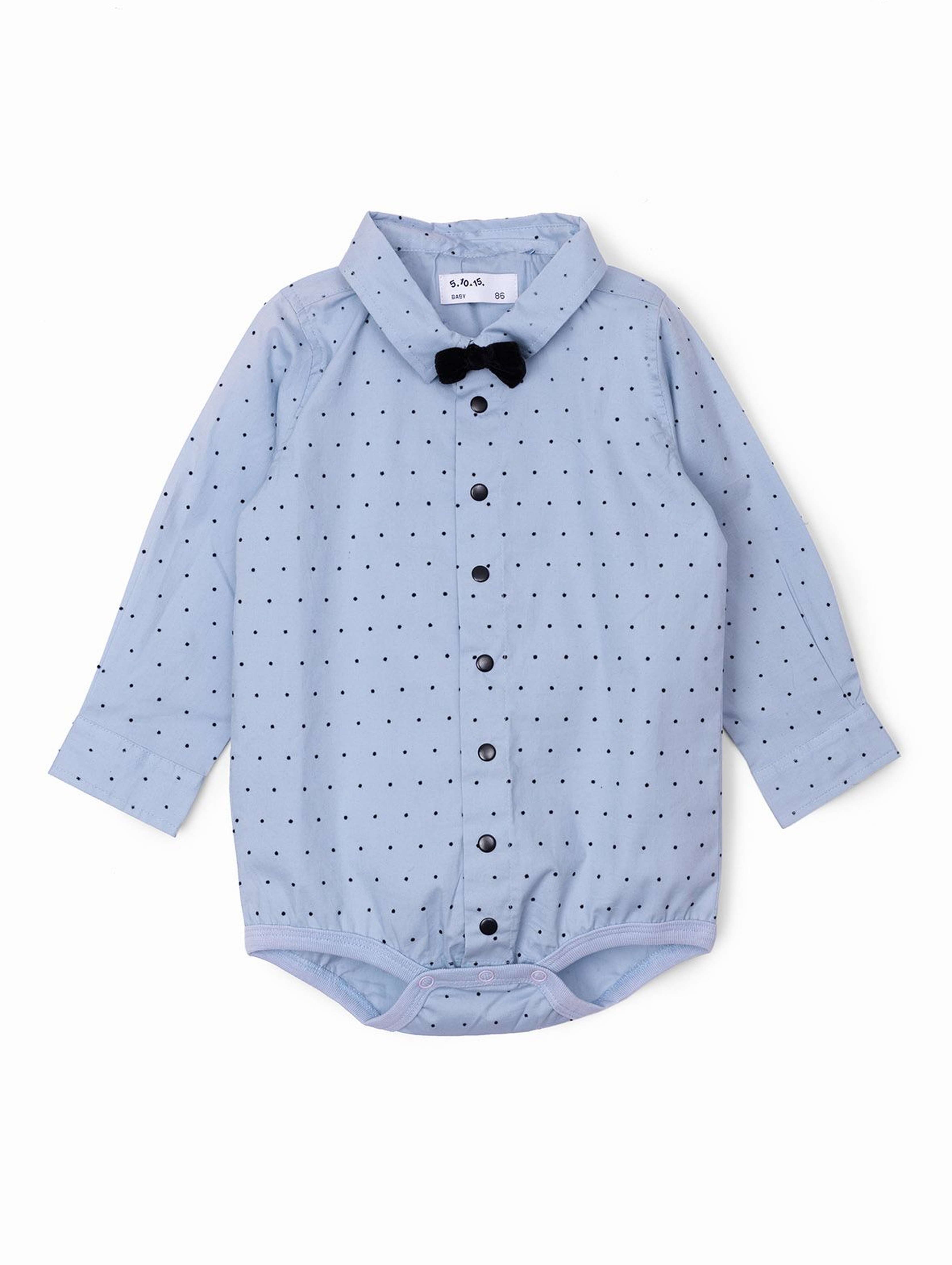 Eleganckie koszulowe body niemowlęce w kropeczki - niebieskie