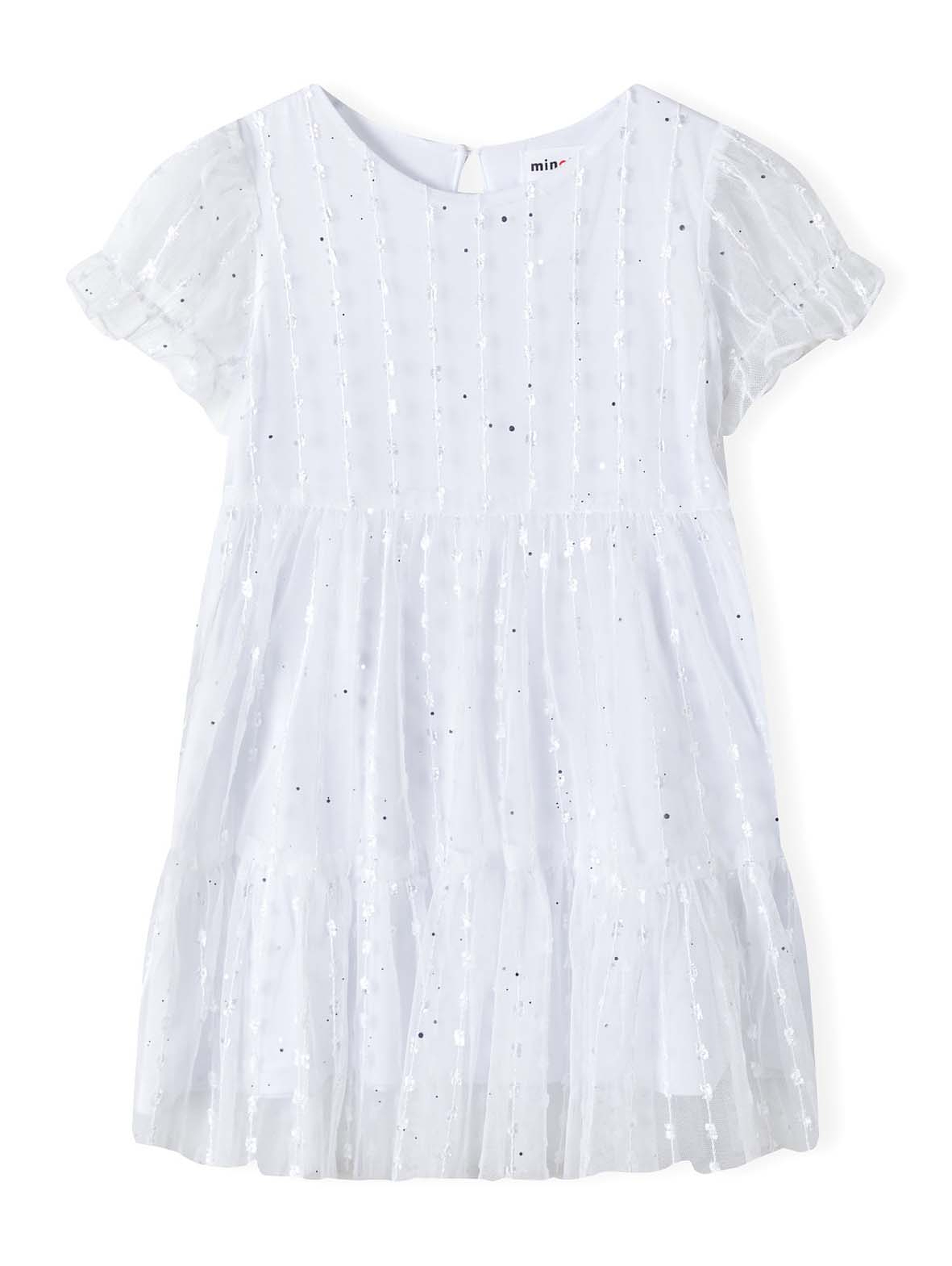 Biała tiulowa sukienka dziewczęca z błyszczącymi elementami