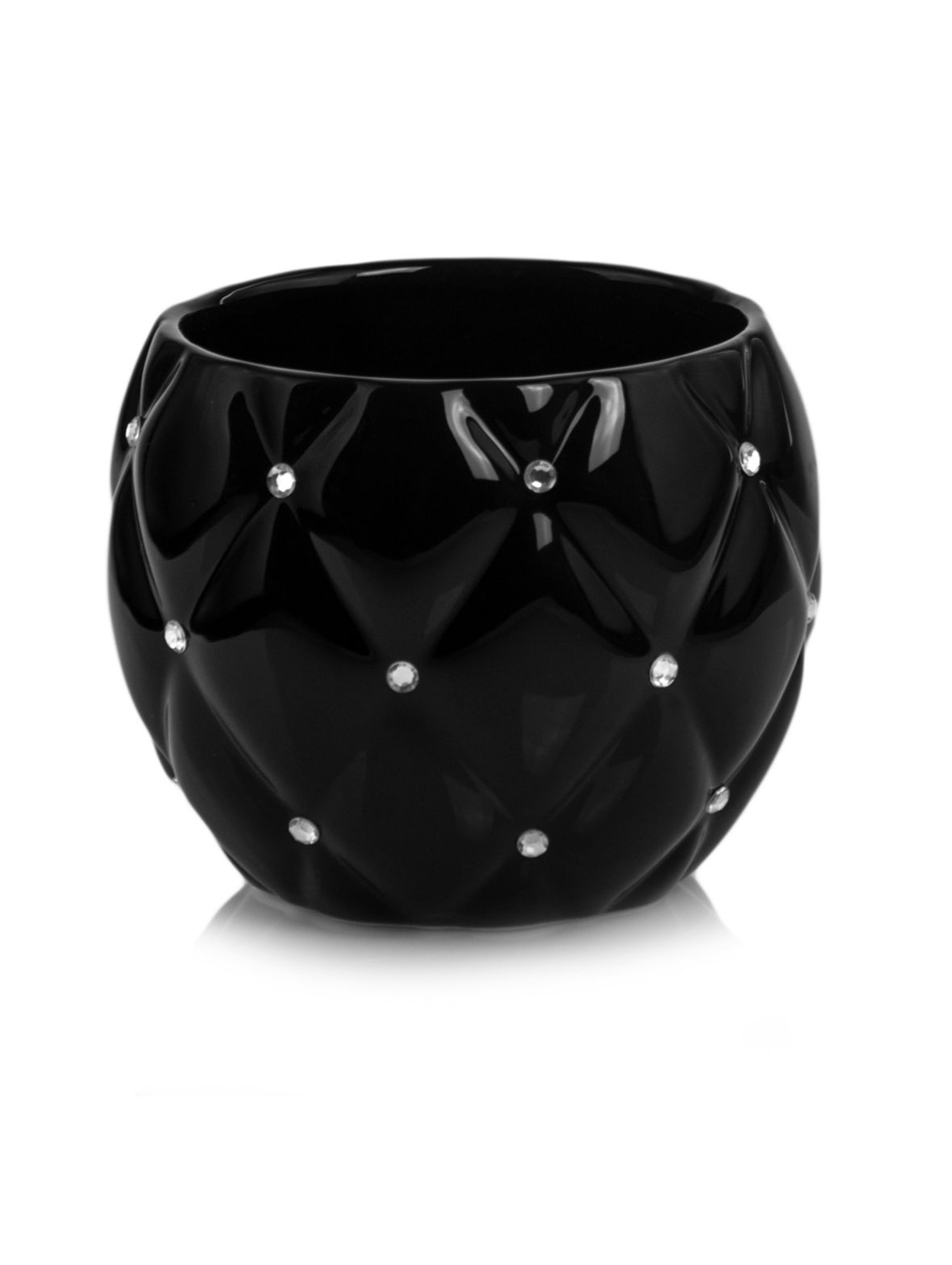 Donica ceramiczna zdobiona cekinami - czarna