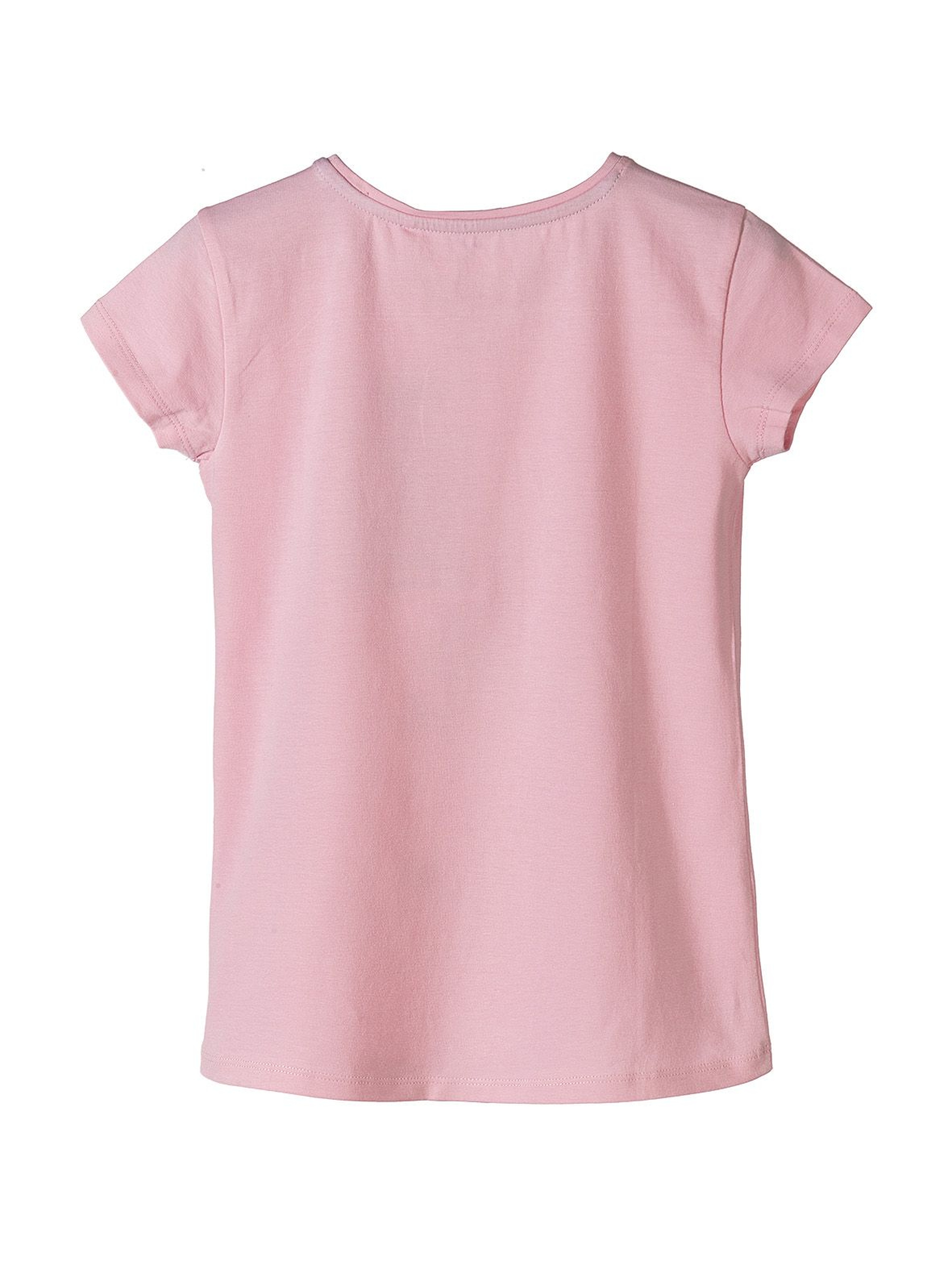 Koszulka dziewczęca różowa z brokatowym nadrukiem