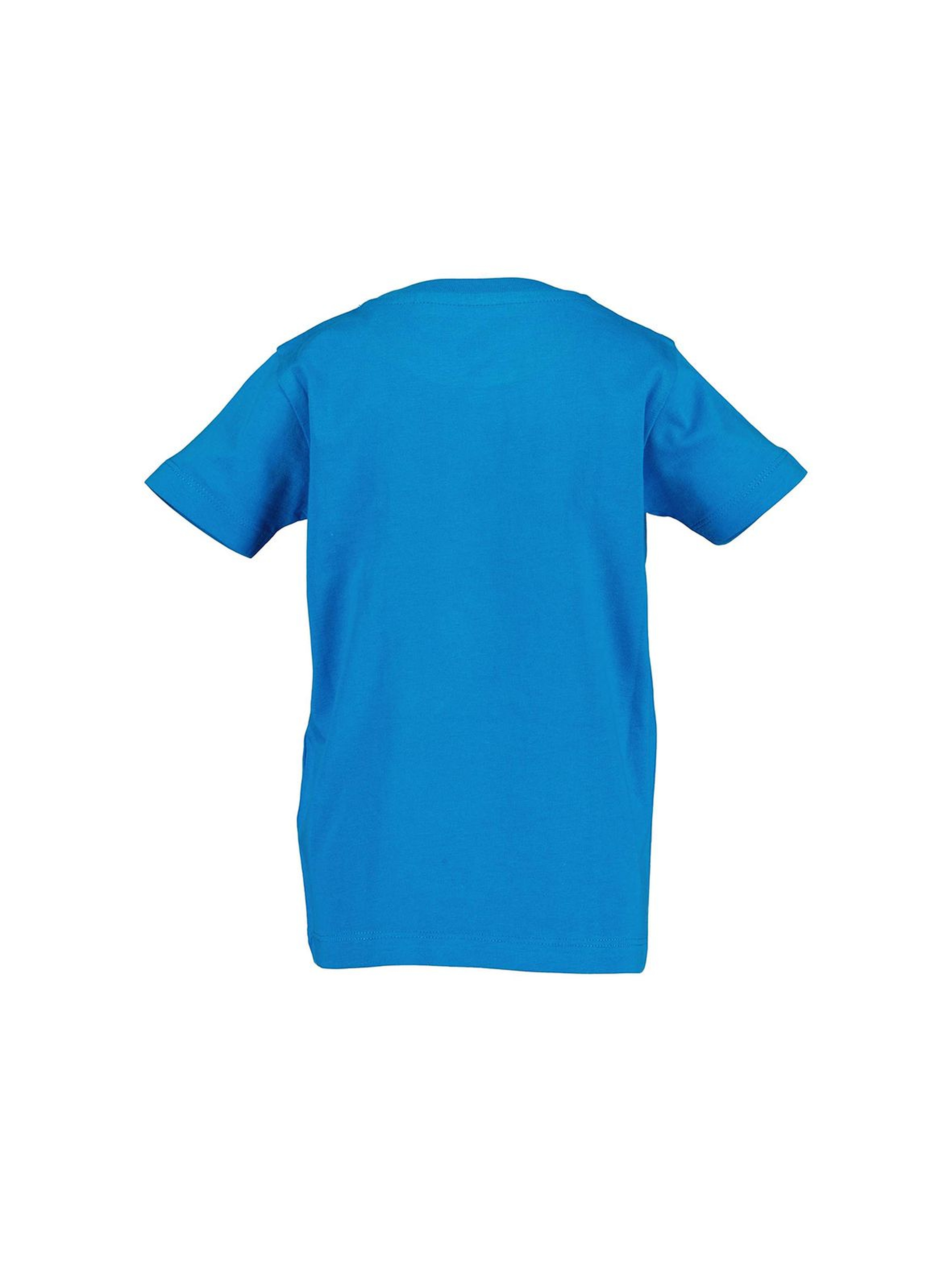 T-shirt chłopięcy z miękkim nadrukiem - niebieski z dwustronnymi cekinami