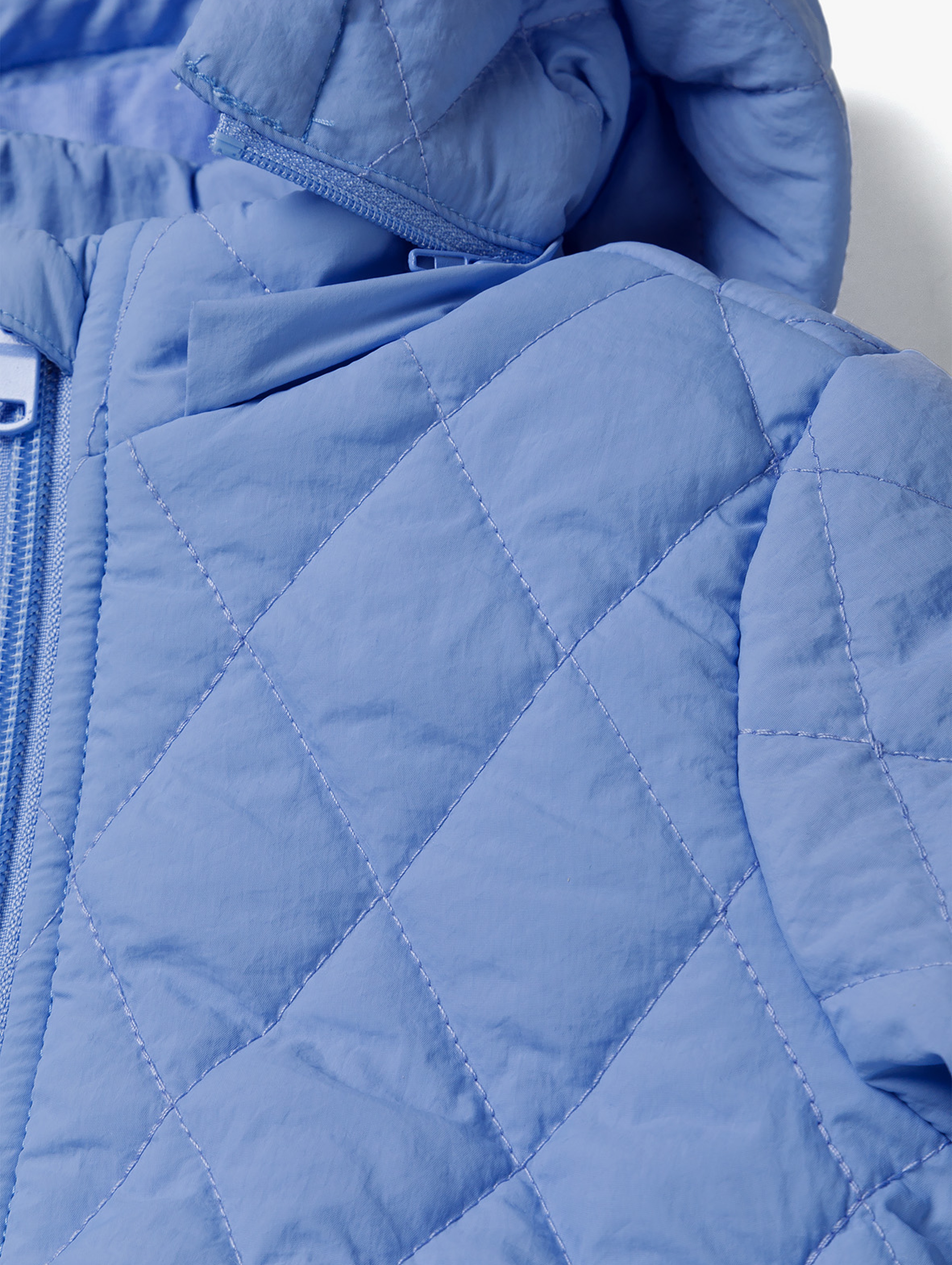 Niebieska pikowana kurtka niemowlęca z kapturem - 5.10.15.