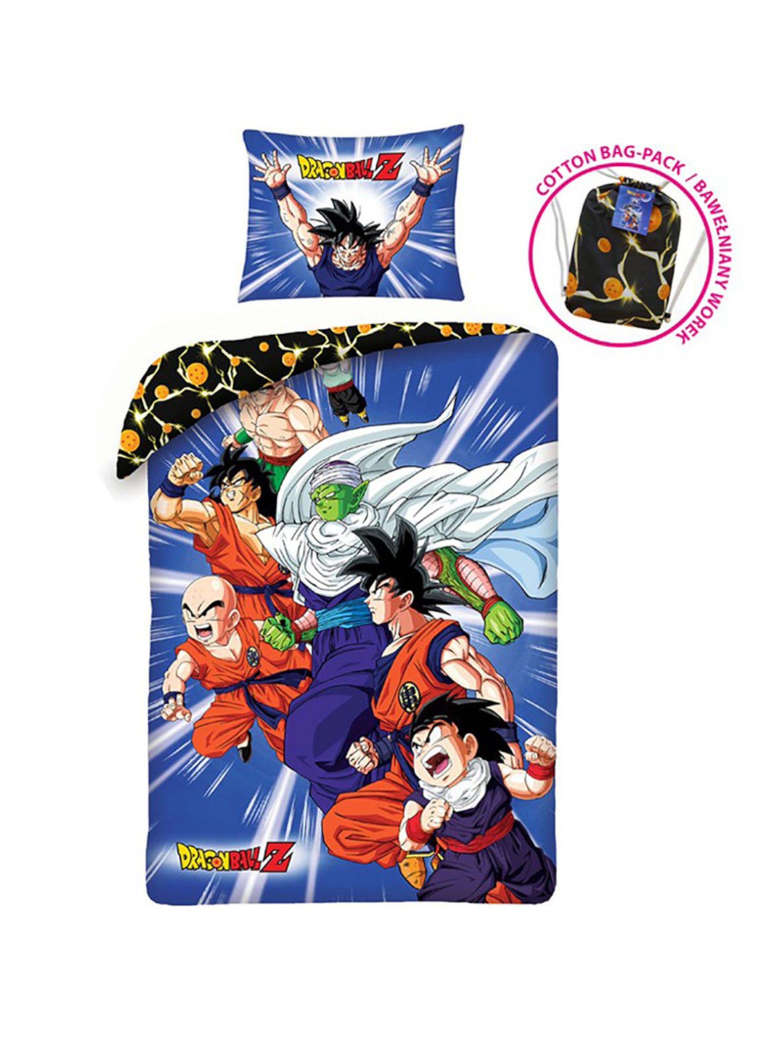 Bawełniana pościel dziecięca Dragon Ball-zapakowana w bawełniany worek 140 x 200 cm+70 x 90 cm