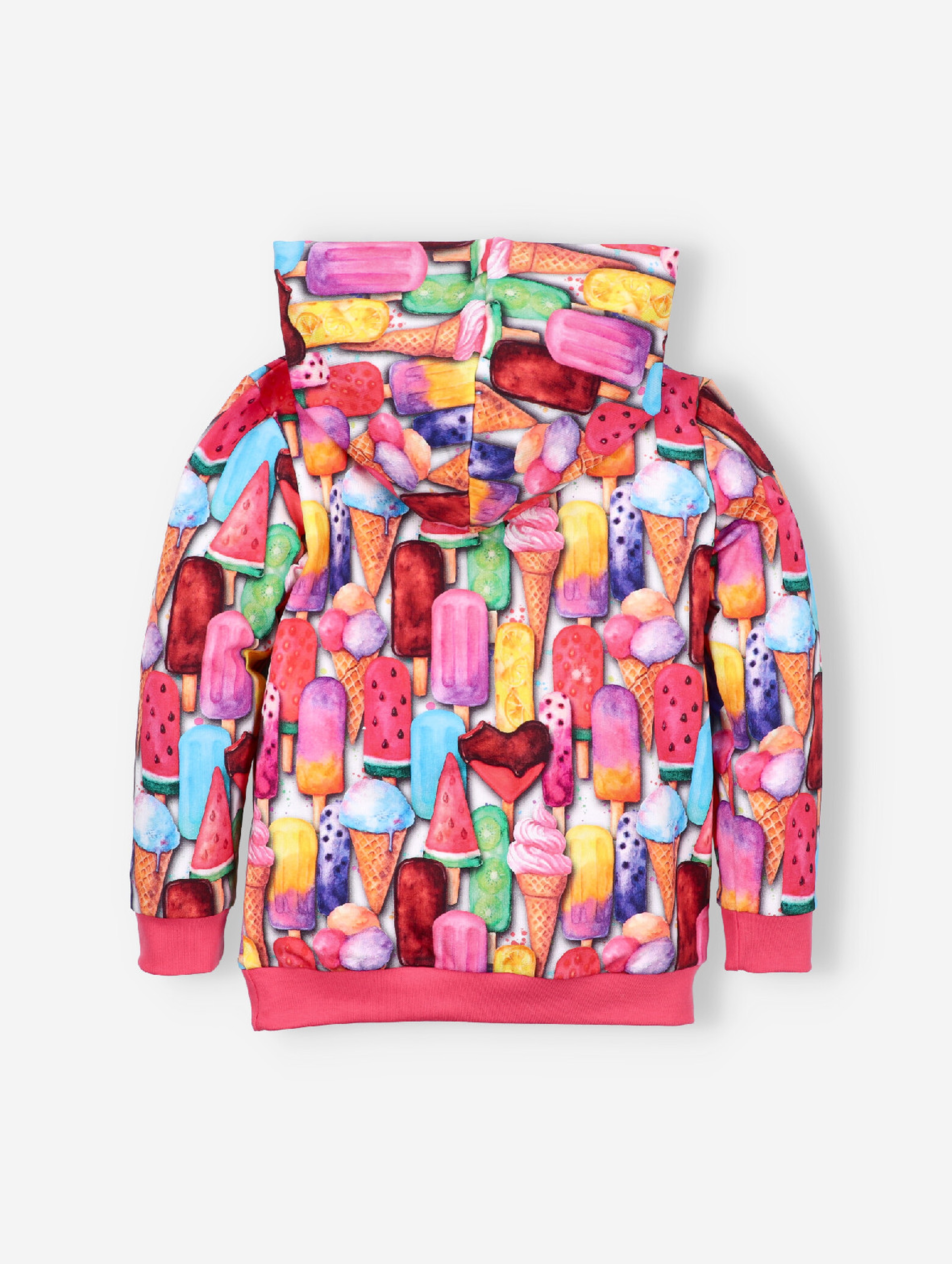 Bluza dresowa dziewczęca z kapturem - I Love Colors - Lody