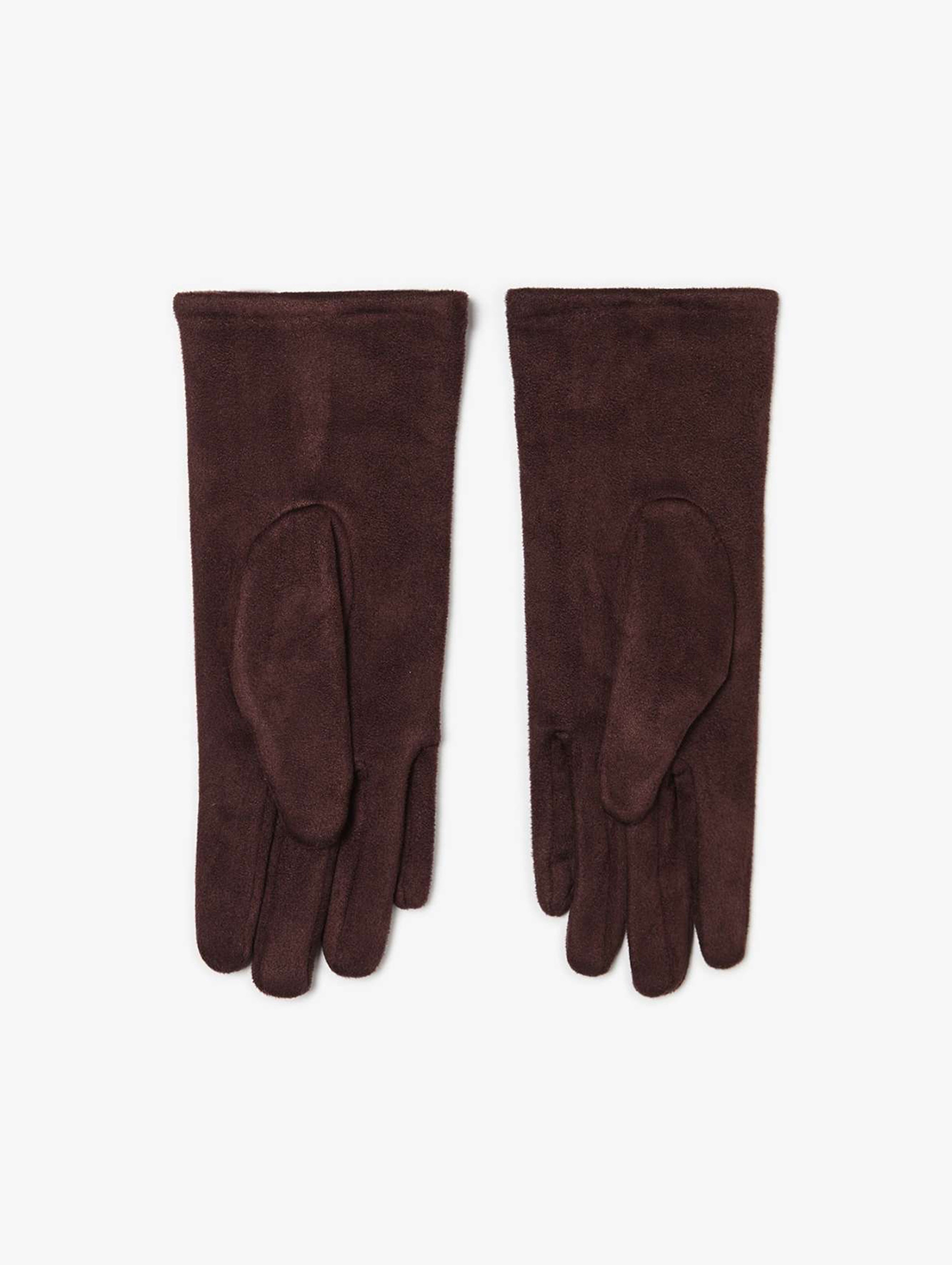 Zamszowe rękawiczki damskie ciemnobrązowe