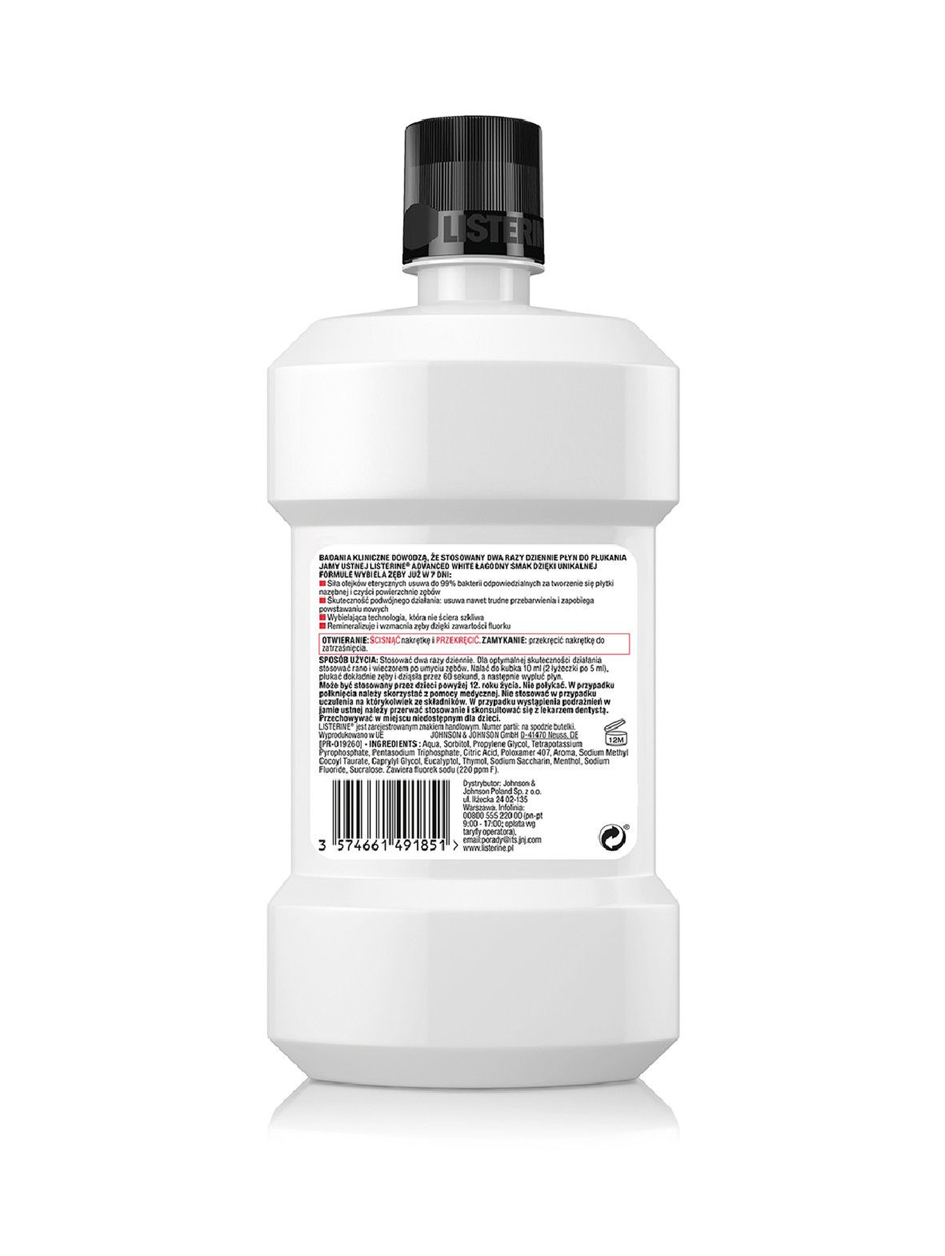 Płyn do higieny jamy ustnej Listerine Advanced White Łagodny Smak - 500 ml
