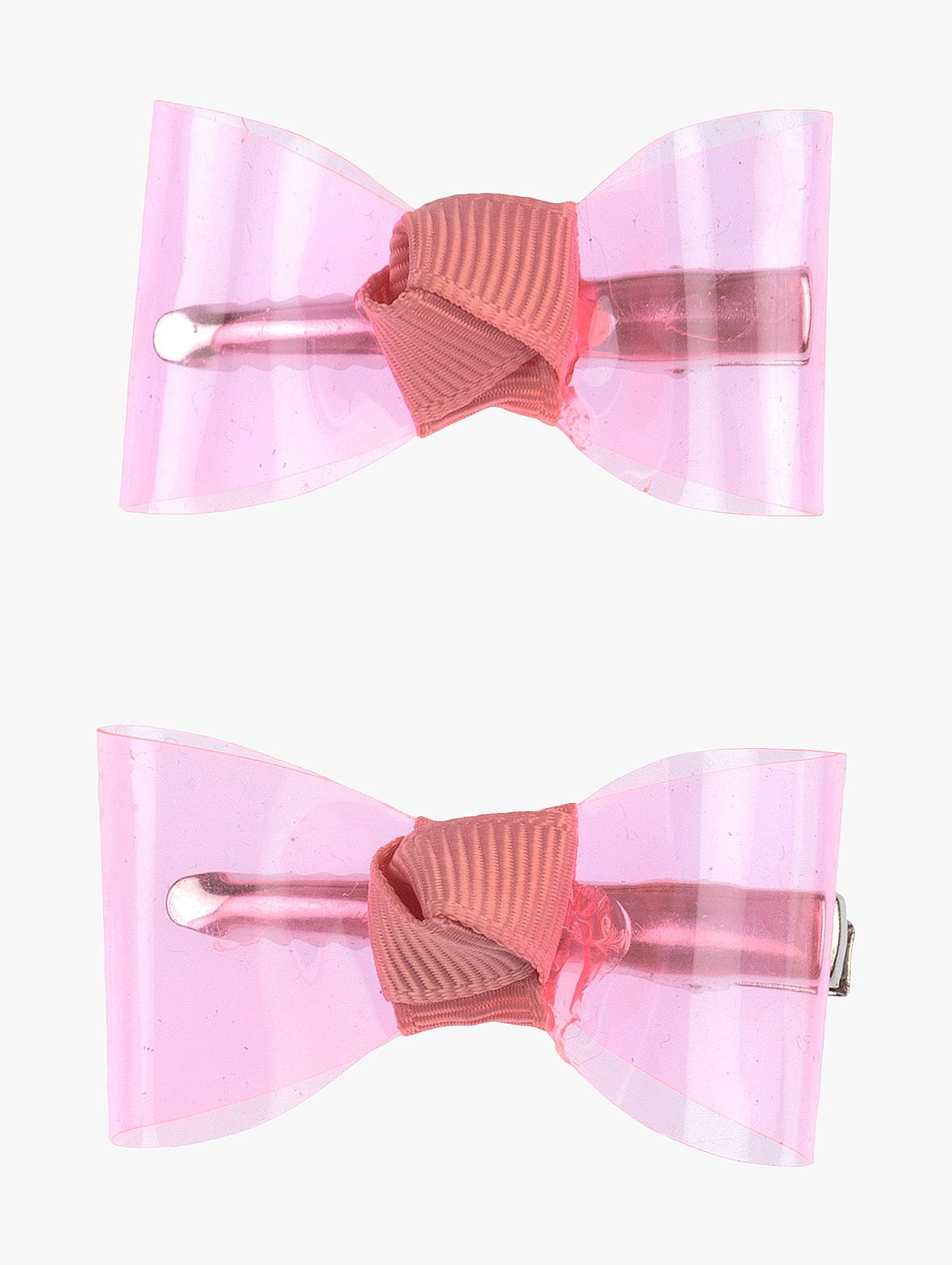 Spinki do włosów różowe przeźroczyste kokardki