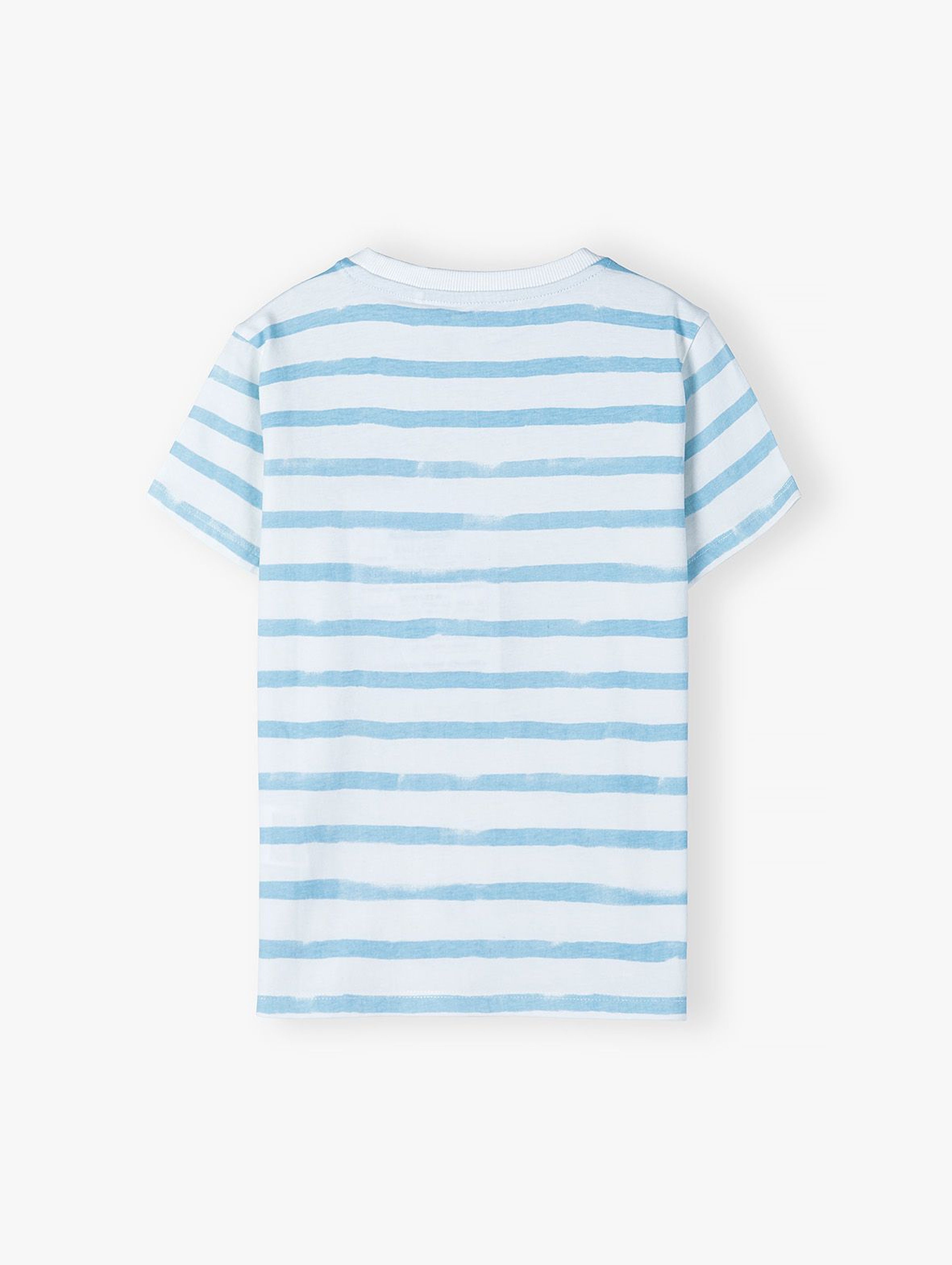 Dzianinowy T-shirt w błękito - białe pasy