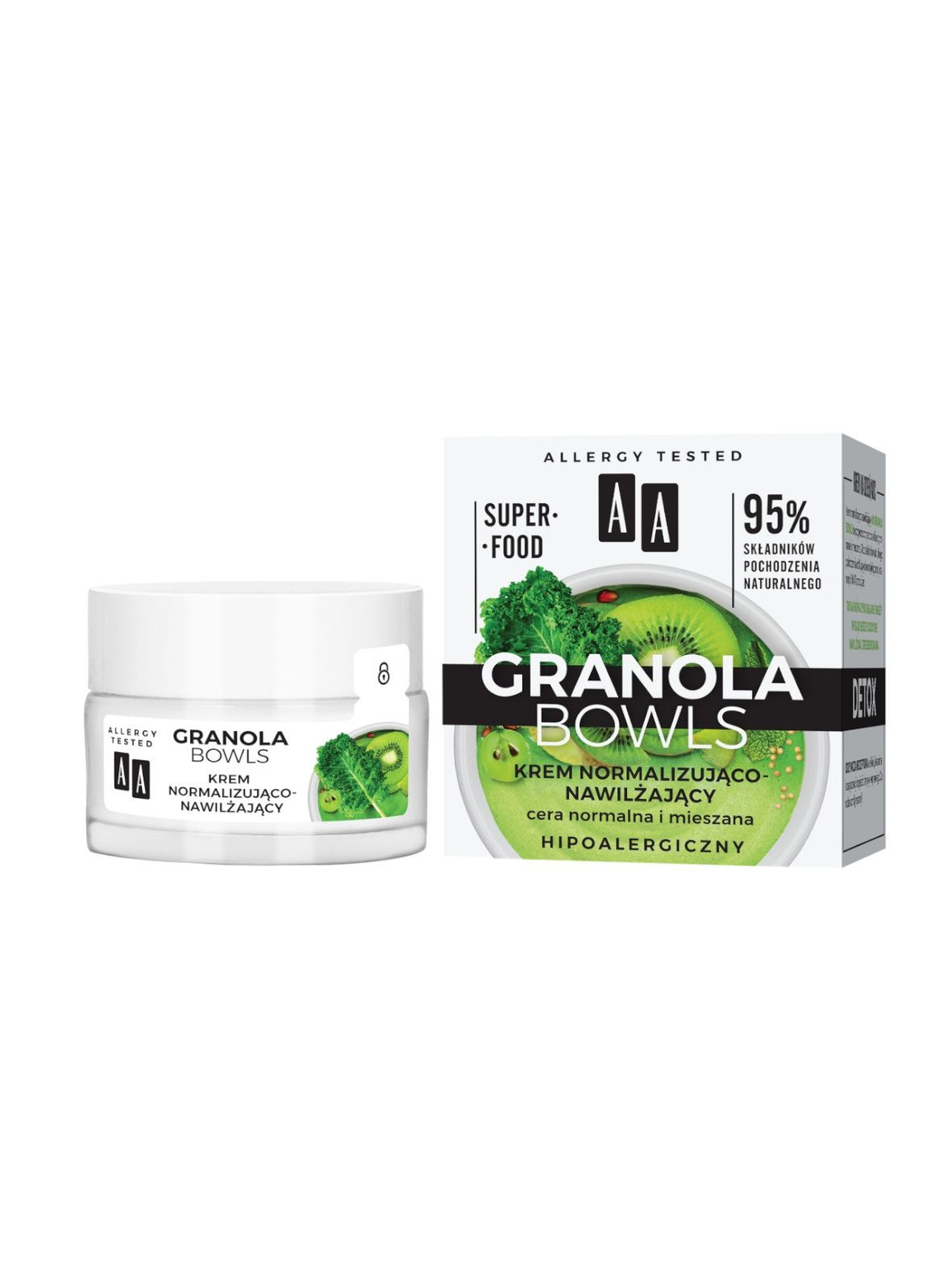 AA Granola Bowls krem normalizująco-nawilżający Detox cera normalna i mieszana 50 ml