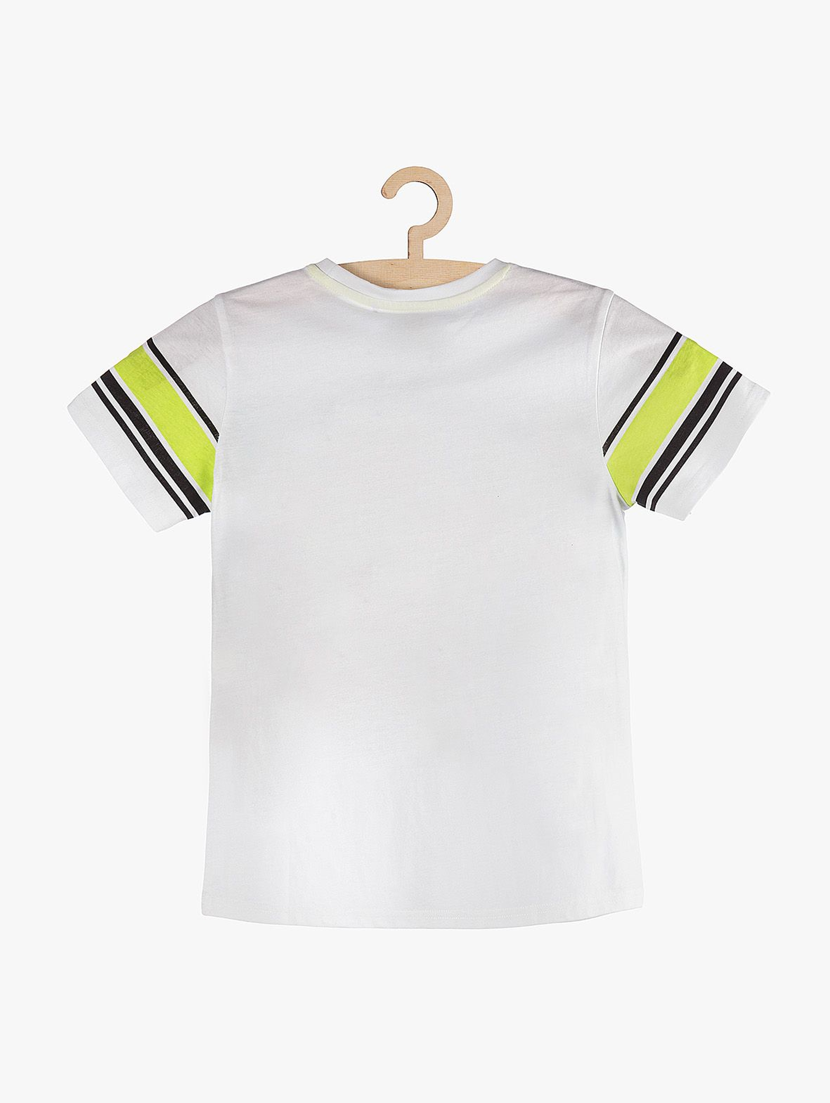 T-Shirt chłopięcy biały z kolorowymi nadrukami