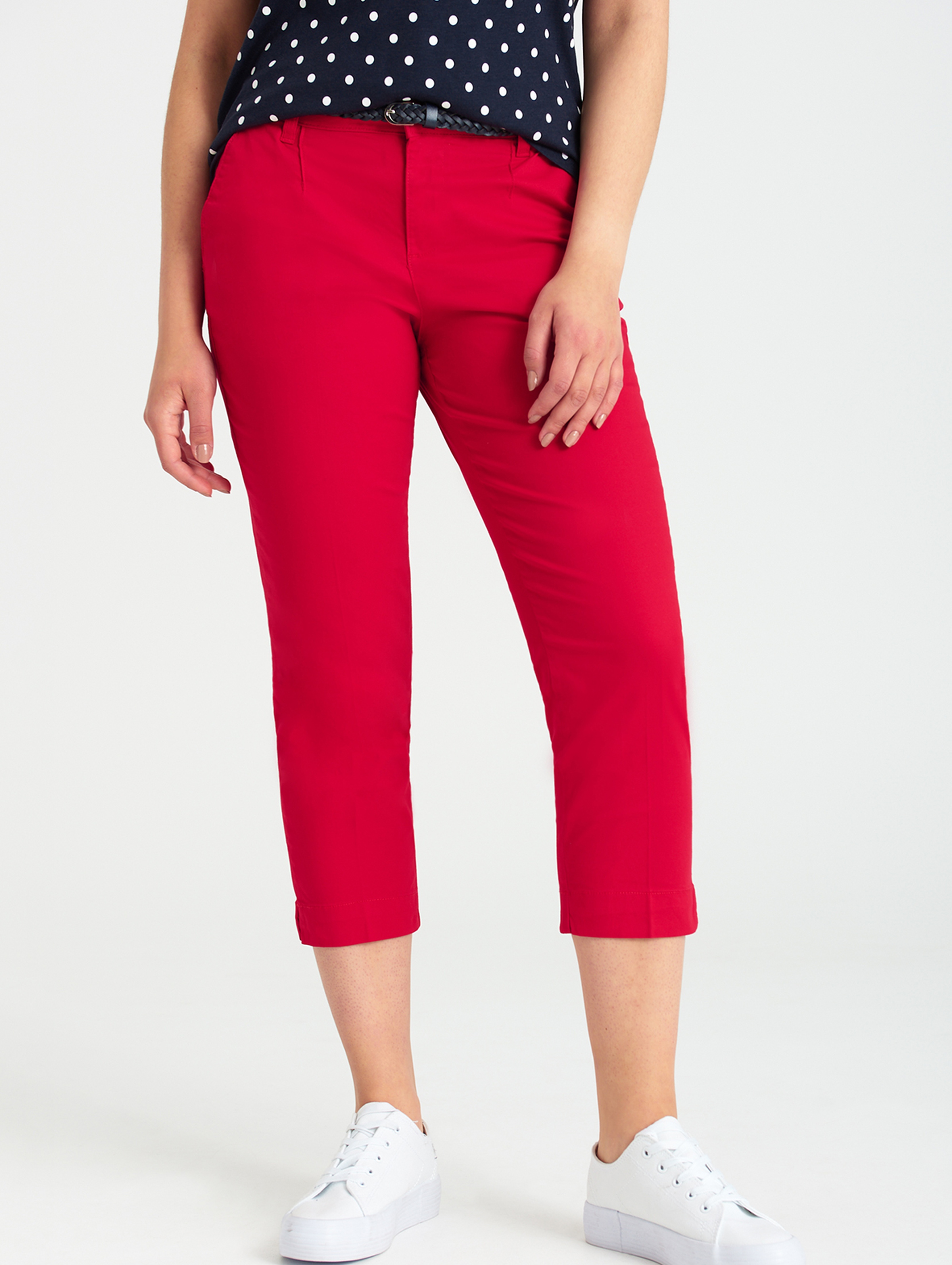 Spodnie klasyczne damskie czerwone