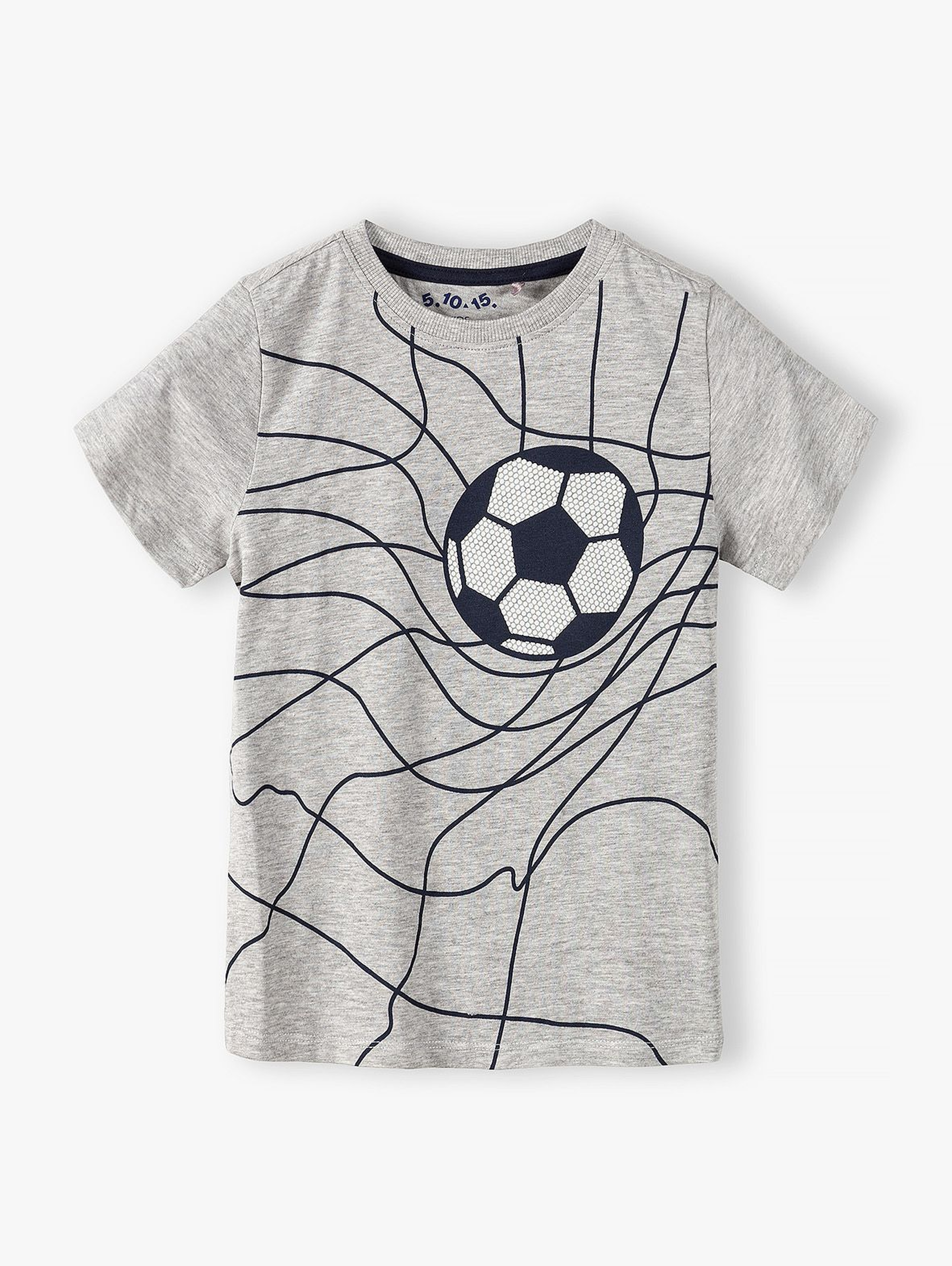 T-shirt chłopięcy w kolorze szarym z piłką nożną