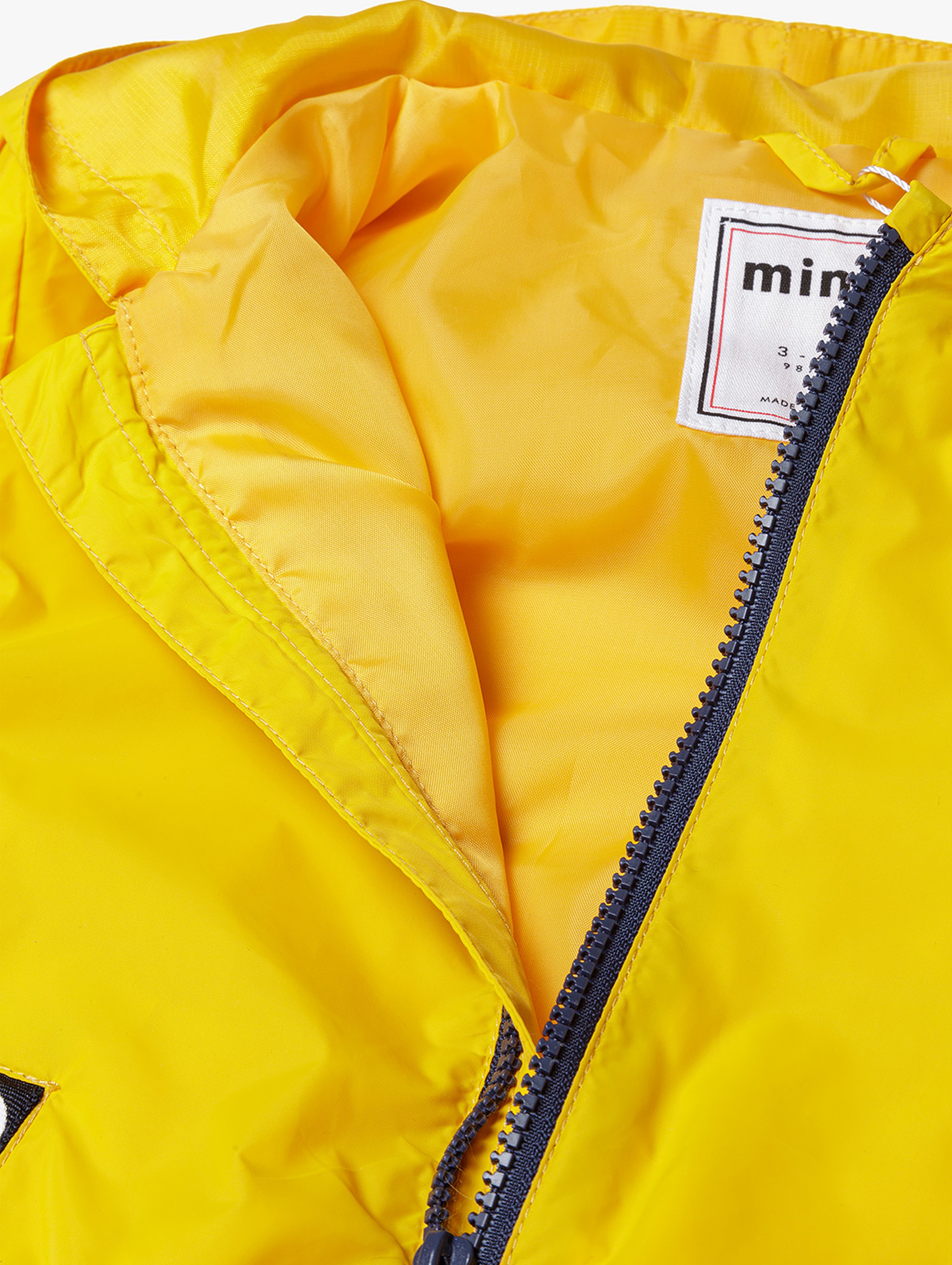 Żółta kurtka wiatrówka letnia chłopięca z kapturem