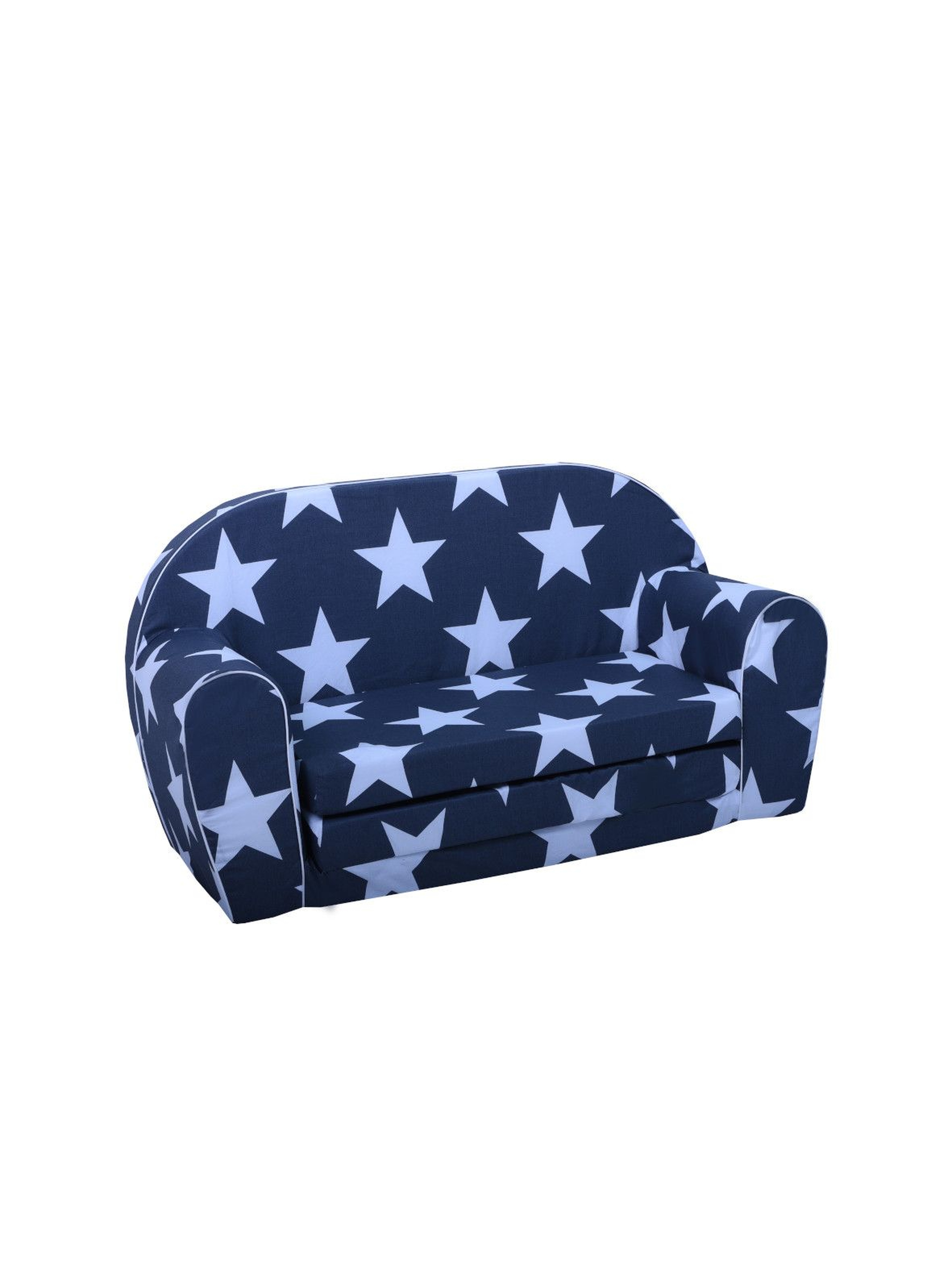 Granatowa sofa w niebieskie gwiazdki