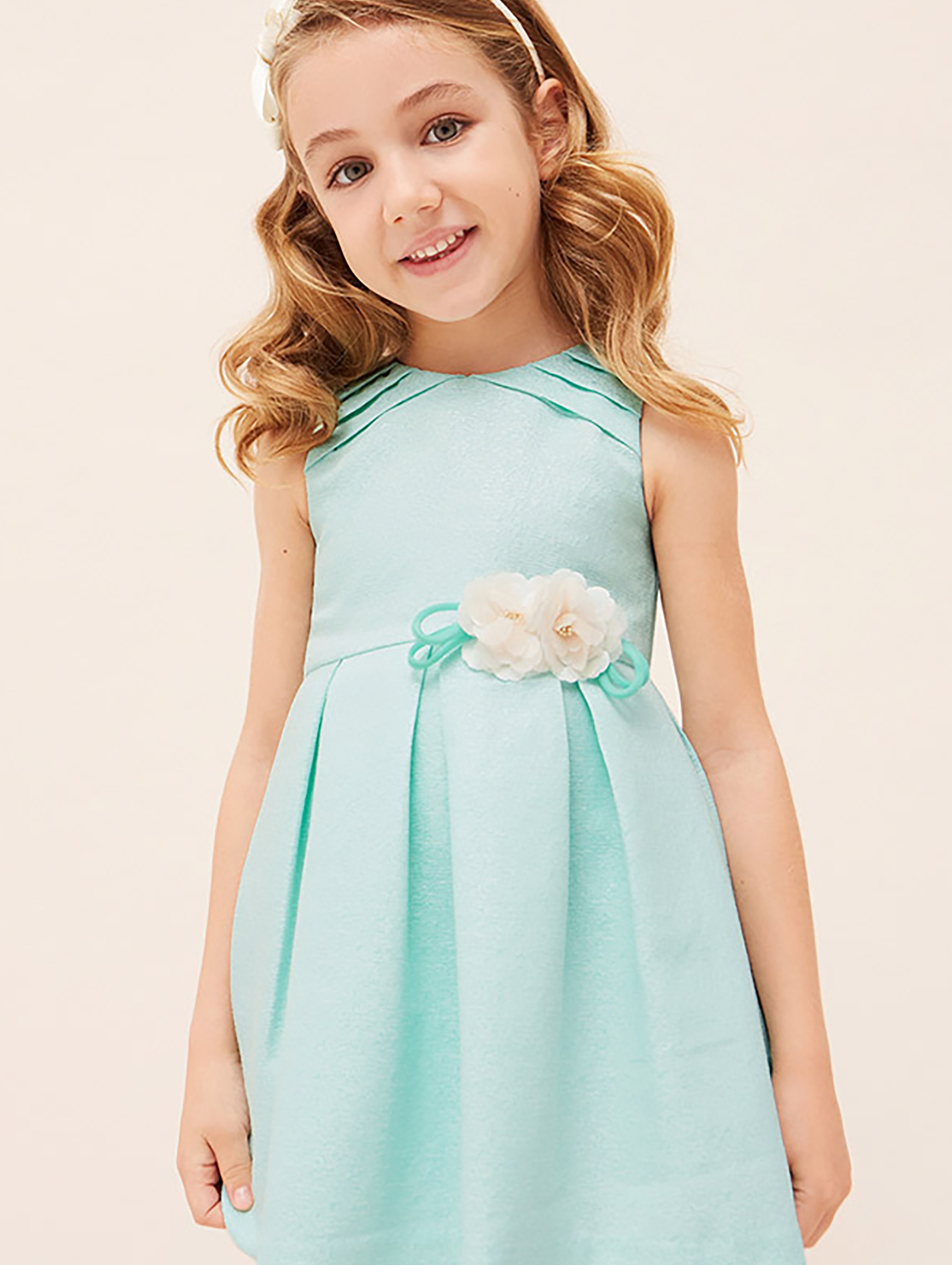 Sukienka elegancka z kwiatkiem dla dziewczynki Mayoral - niebieska
