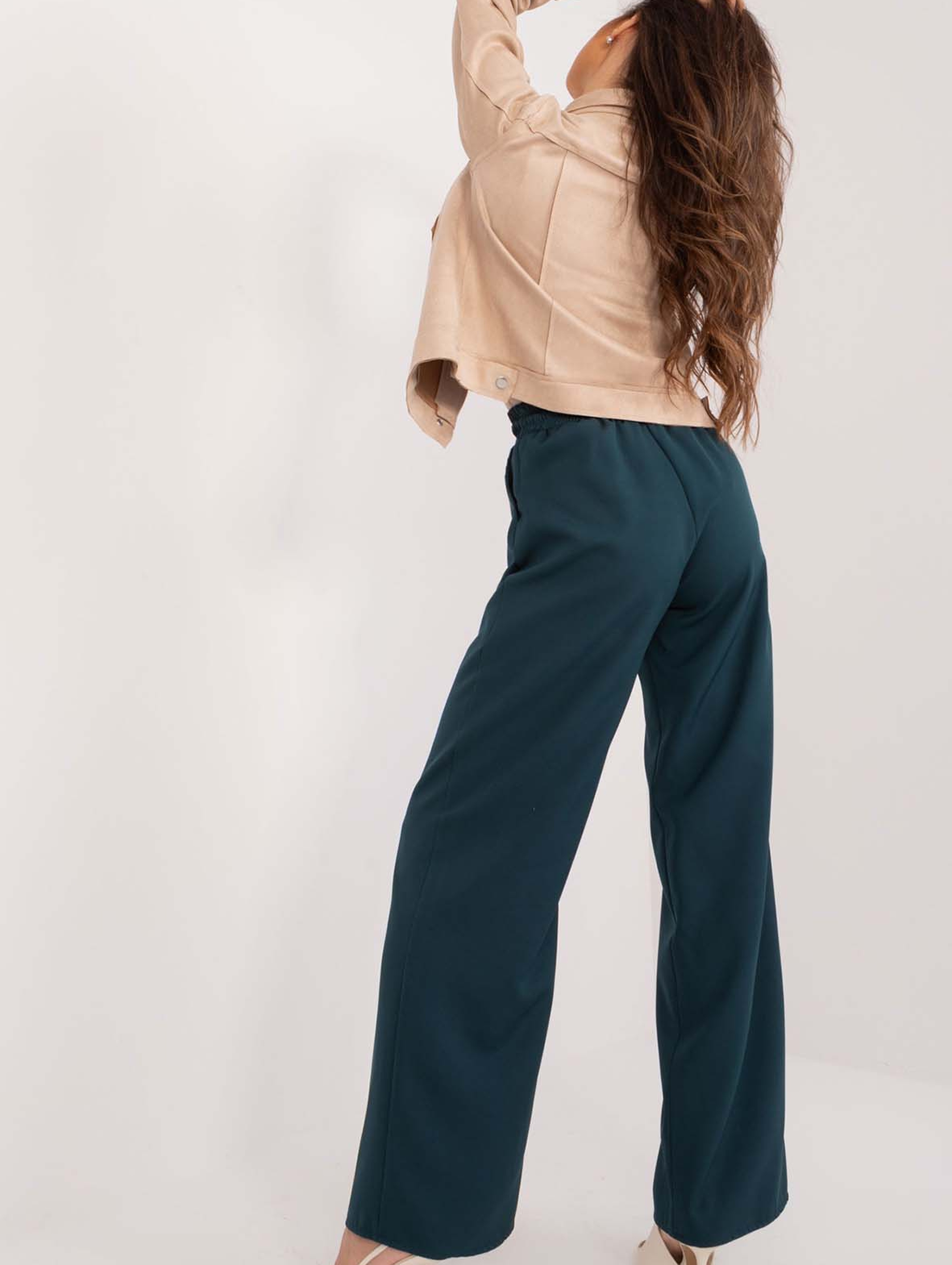 Eleganckie szerokie spodnie damskie - morskie
