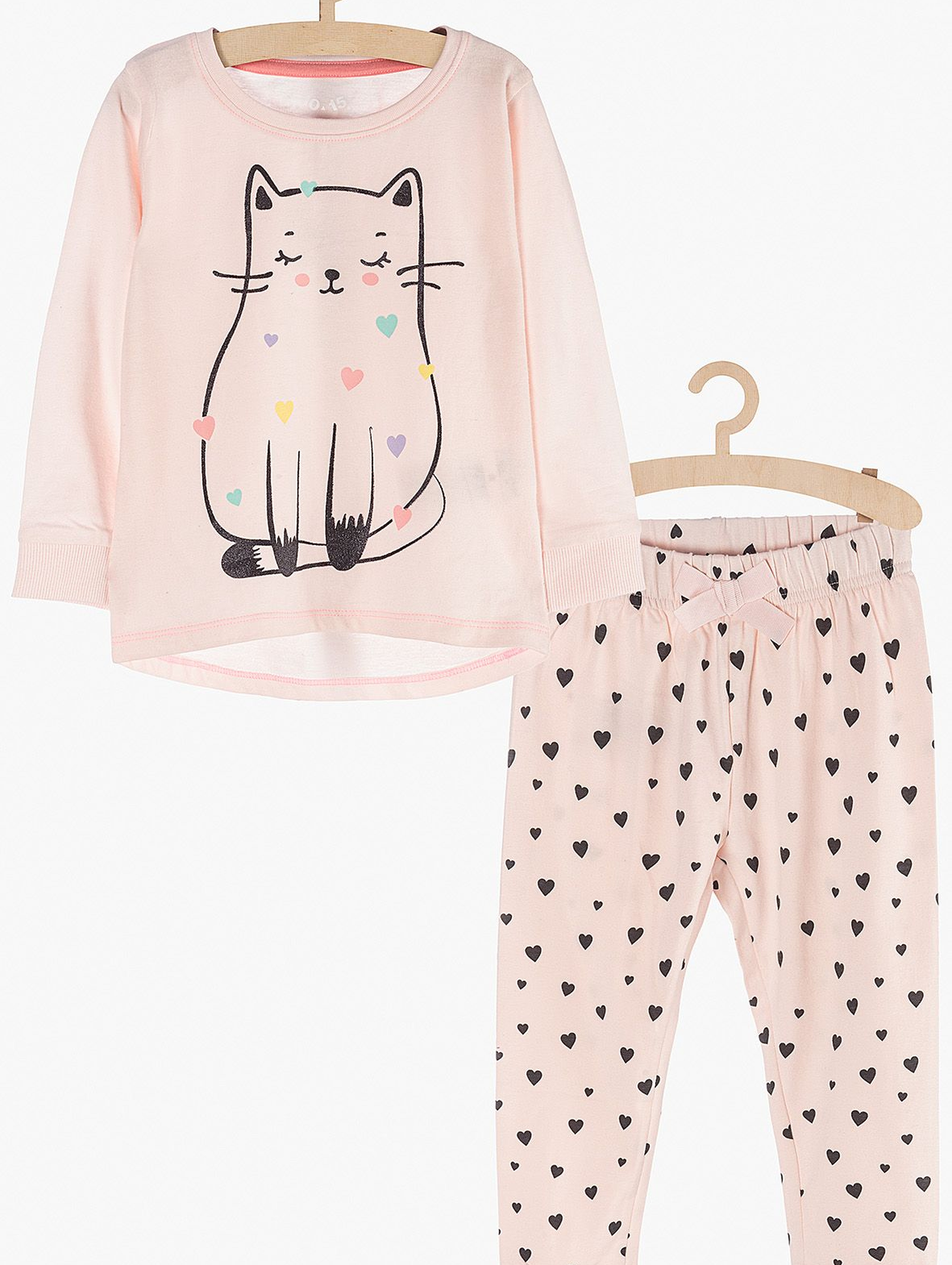 Pidżama dziewczęca różowa z kotem