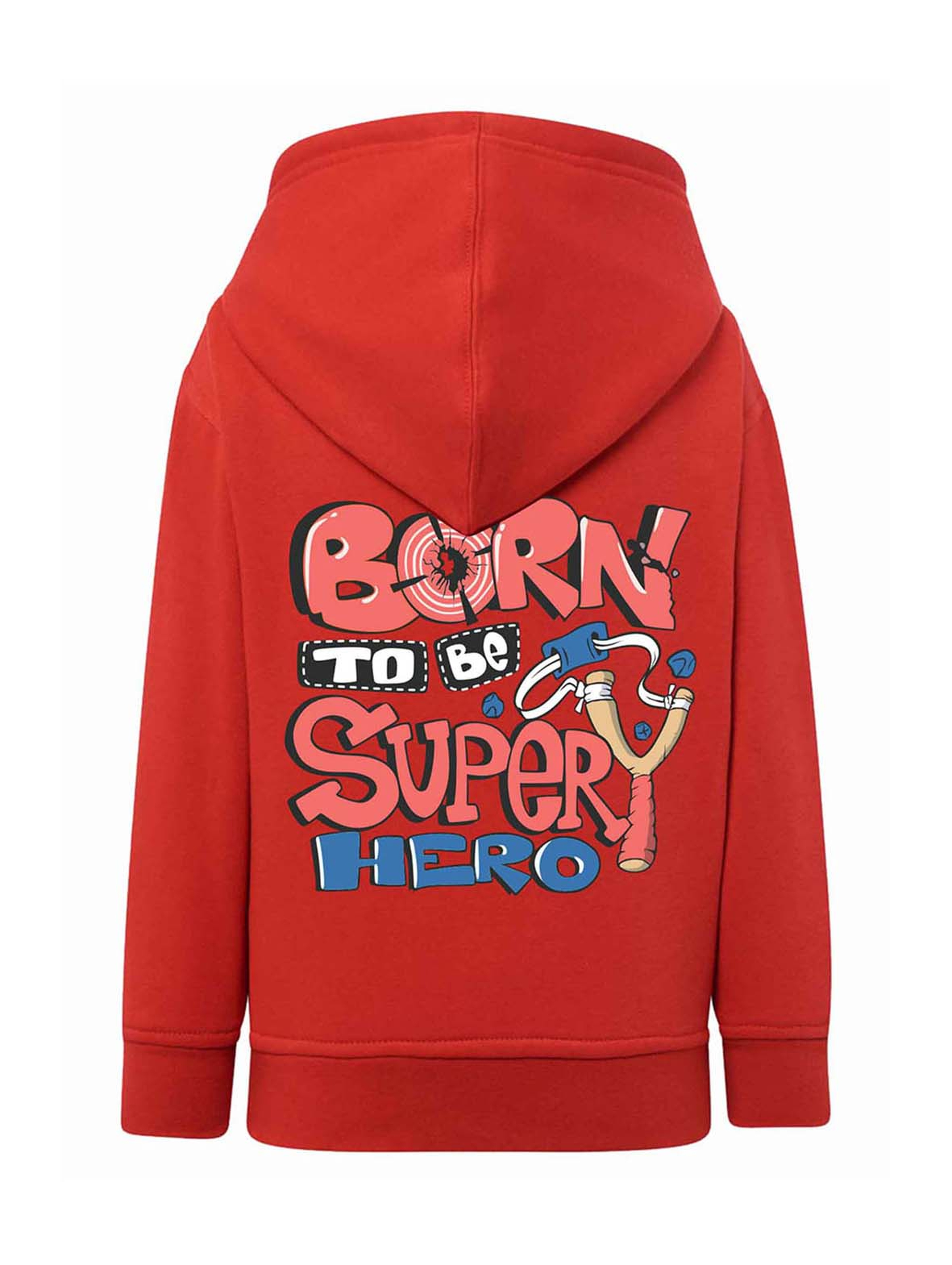Czerwona chłopięca rozpinana bluza z kapturem Born to be superhero