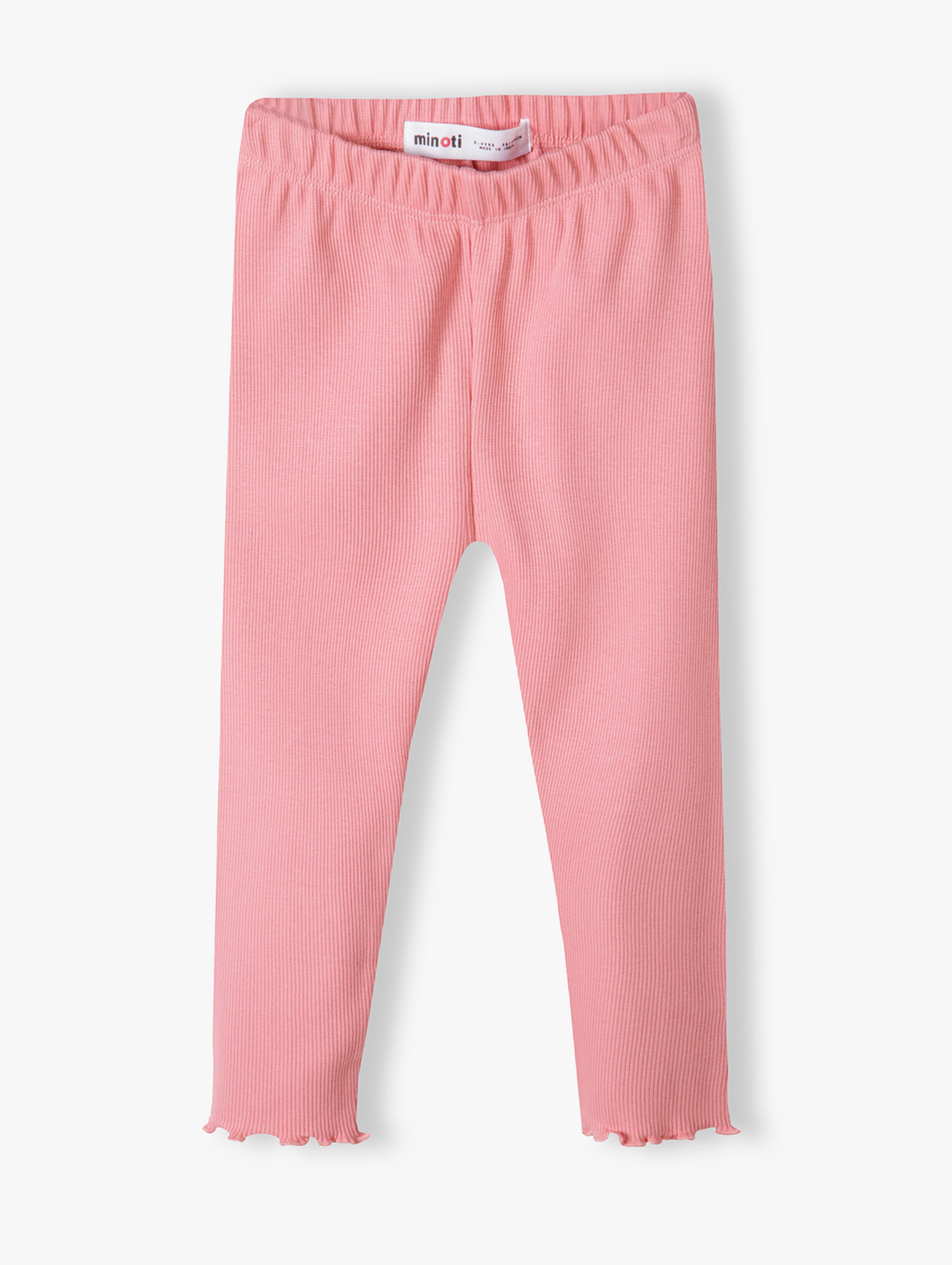 Różowe legginsy dla dziewczynki prążkowane