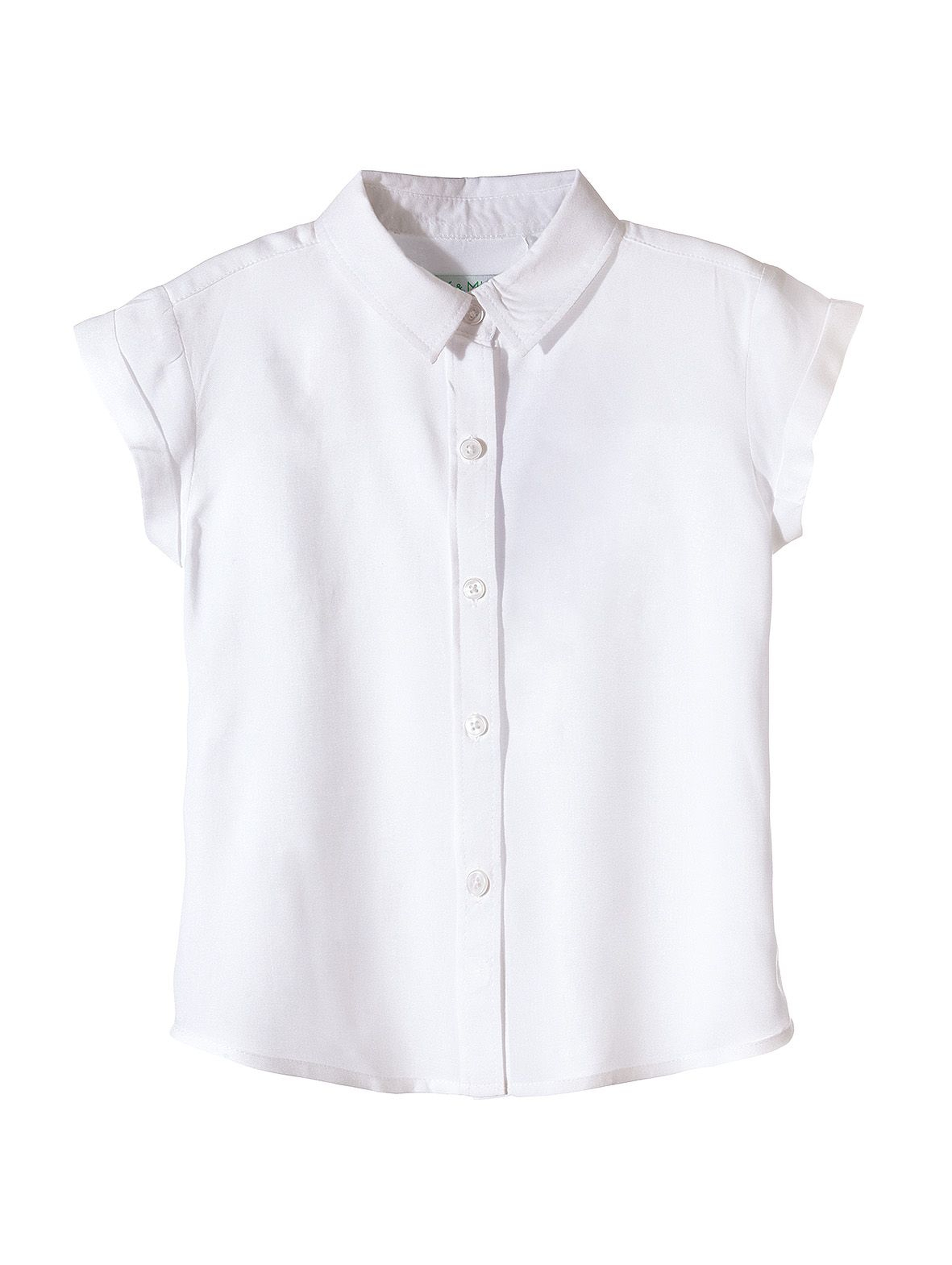 Biała koszula z którtkim rękawem dla dziewczynki-rozpinana
