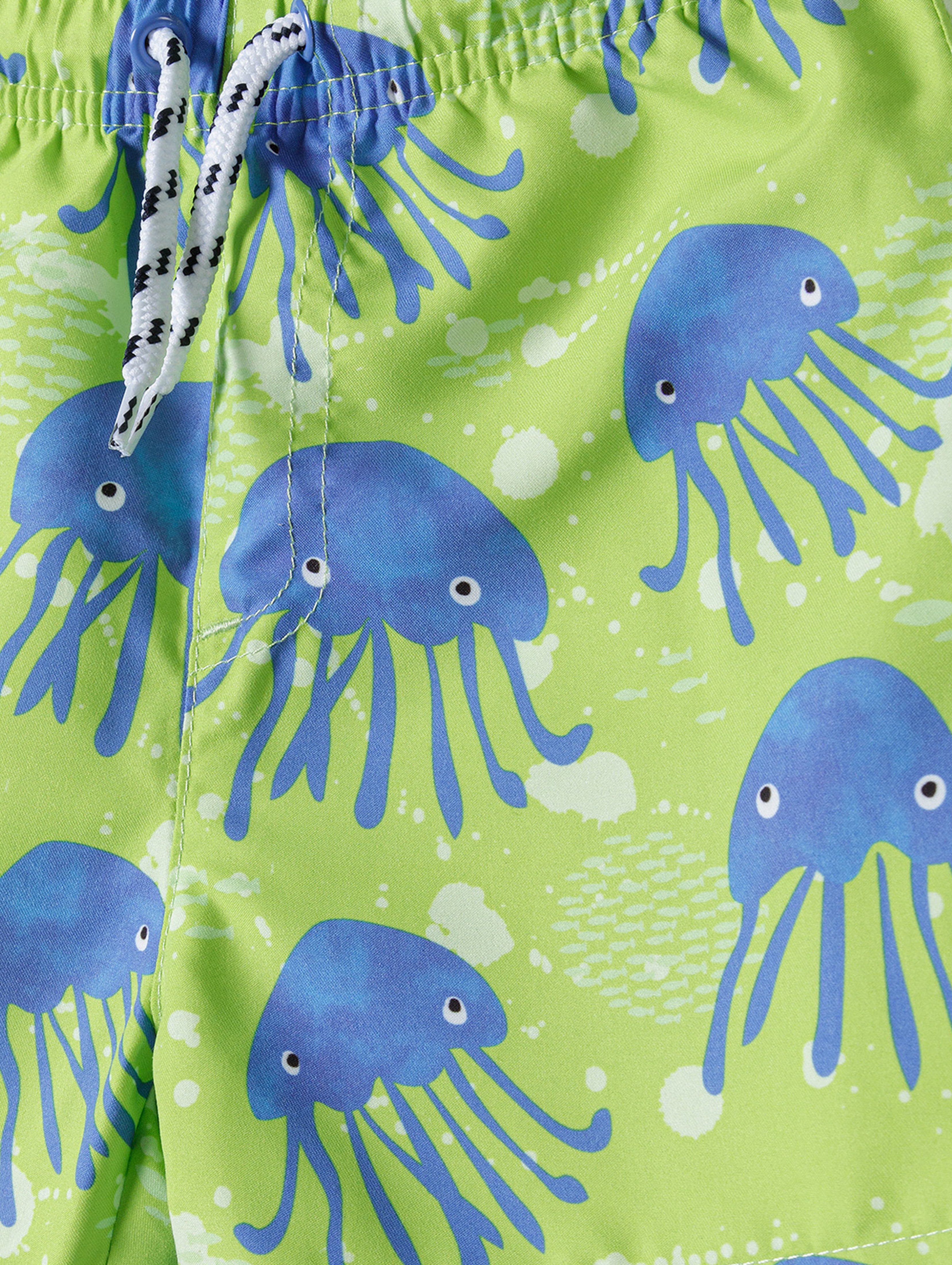 Zielone szorty kąpielowe dla niemowlaka w meduzy