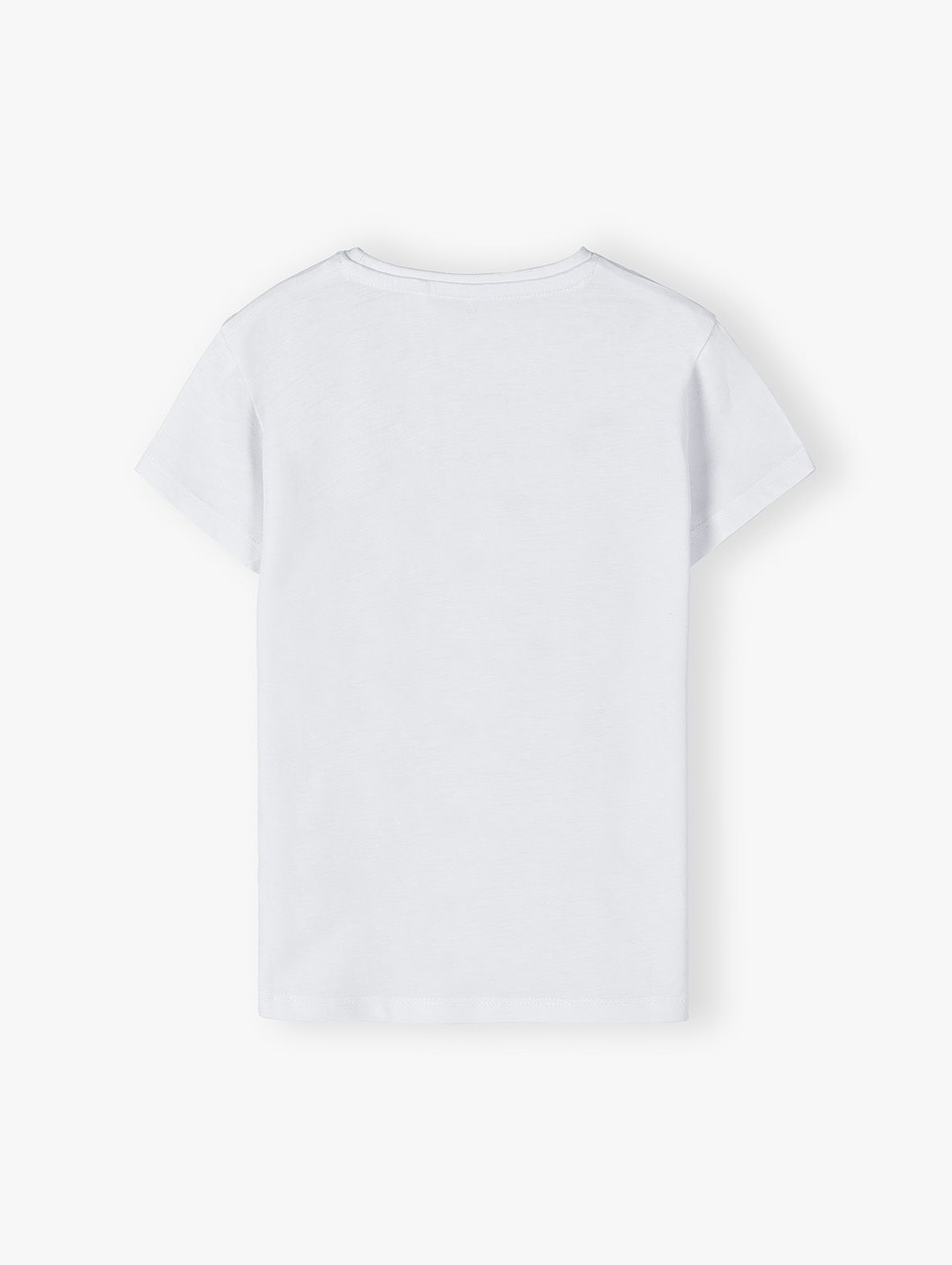 Dzianinowy T-shirt dla dziewczynki - biały z serduszkiem