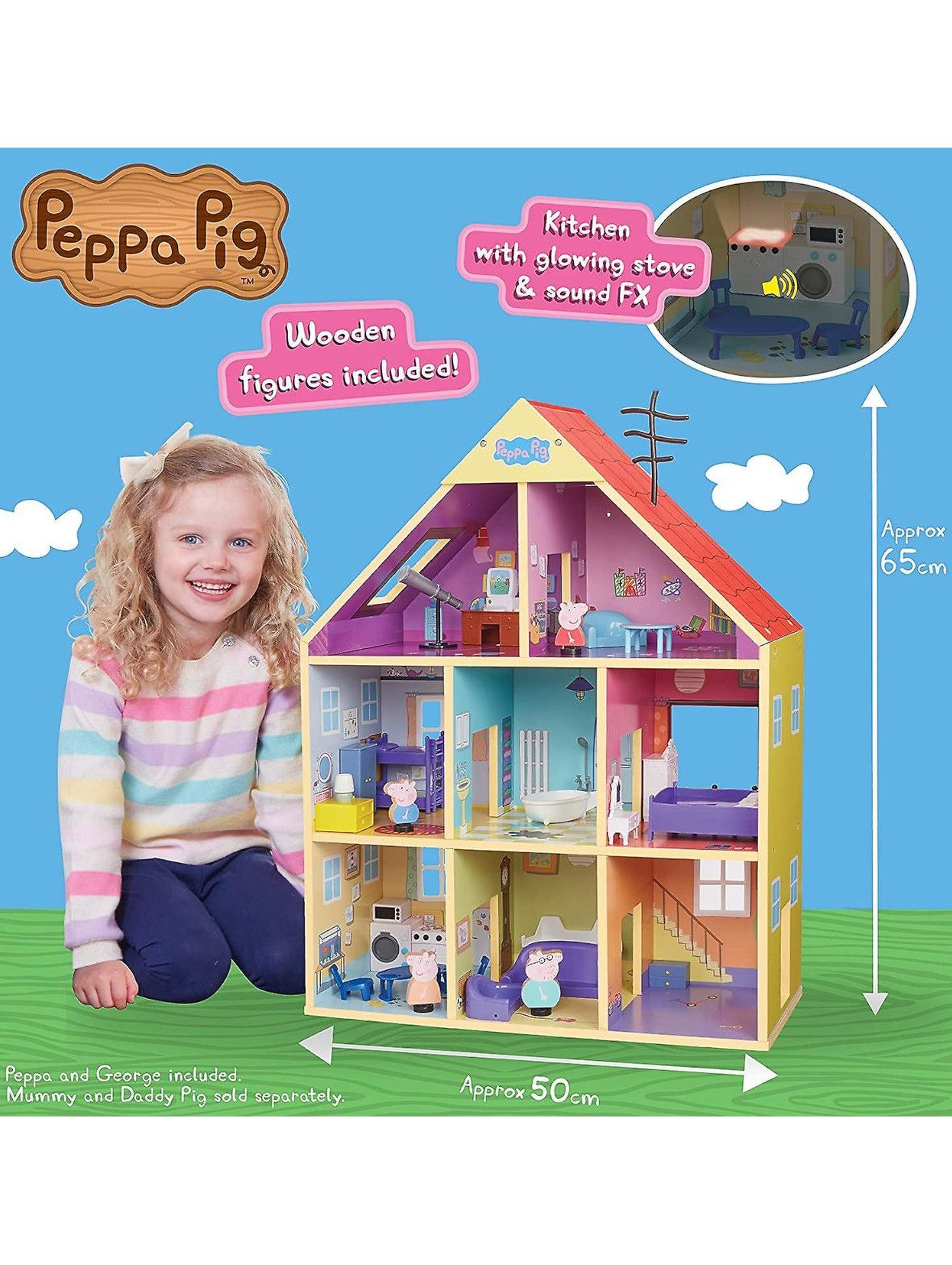 Peppa Duży drewniany domek rodzinny  15x53,5x39,8 cm