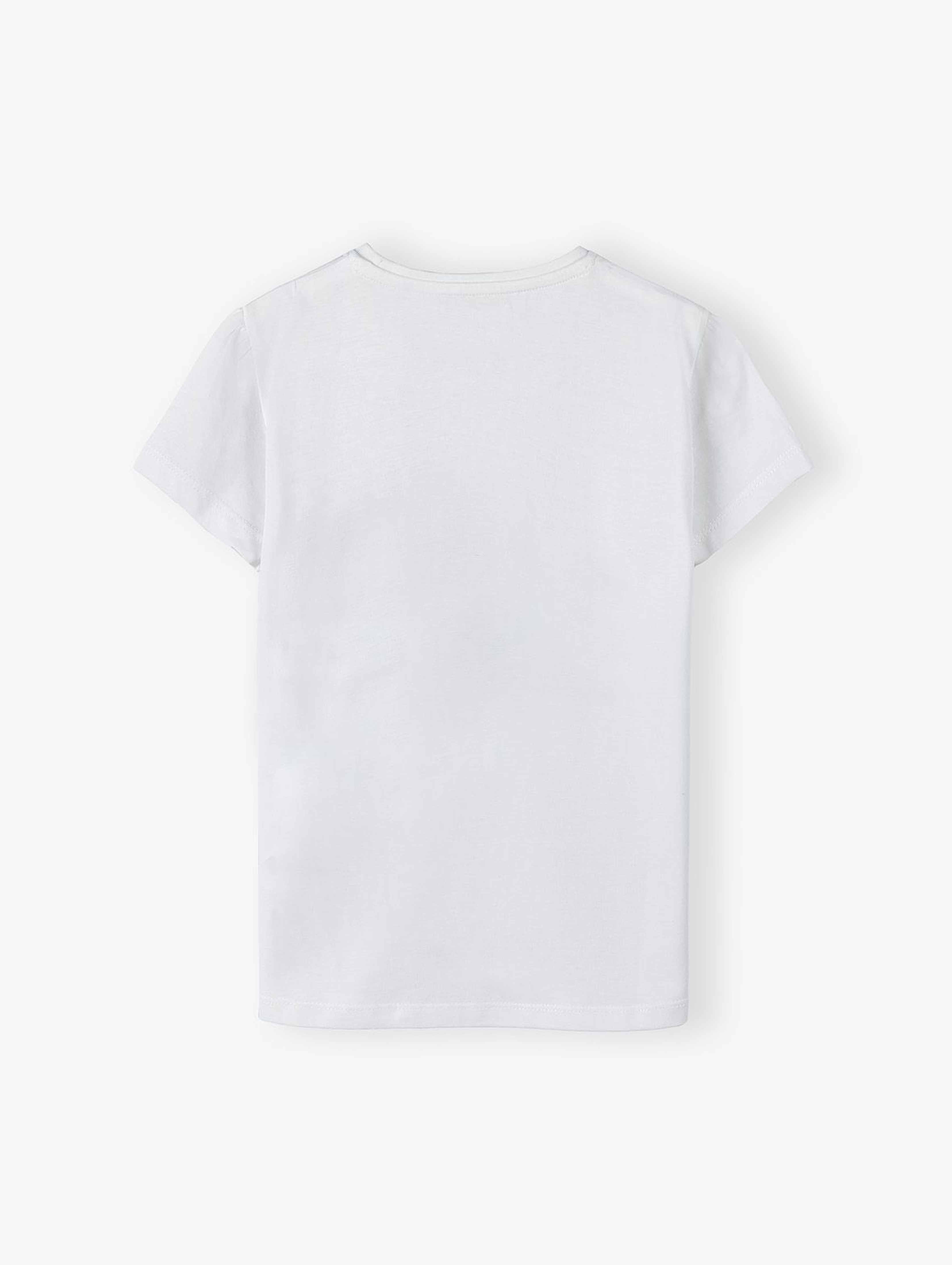 Bawełniany biały t-shirt dziewczęcy z pieskami