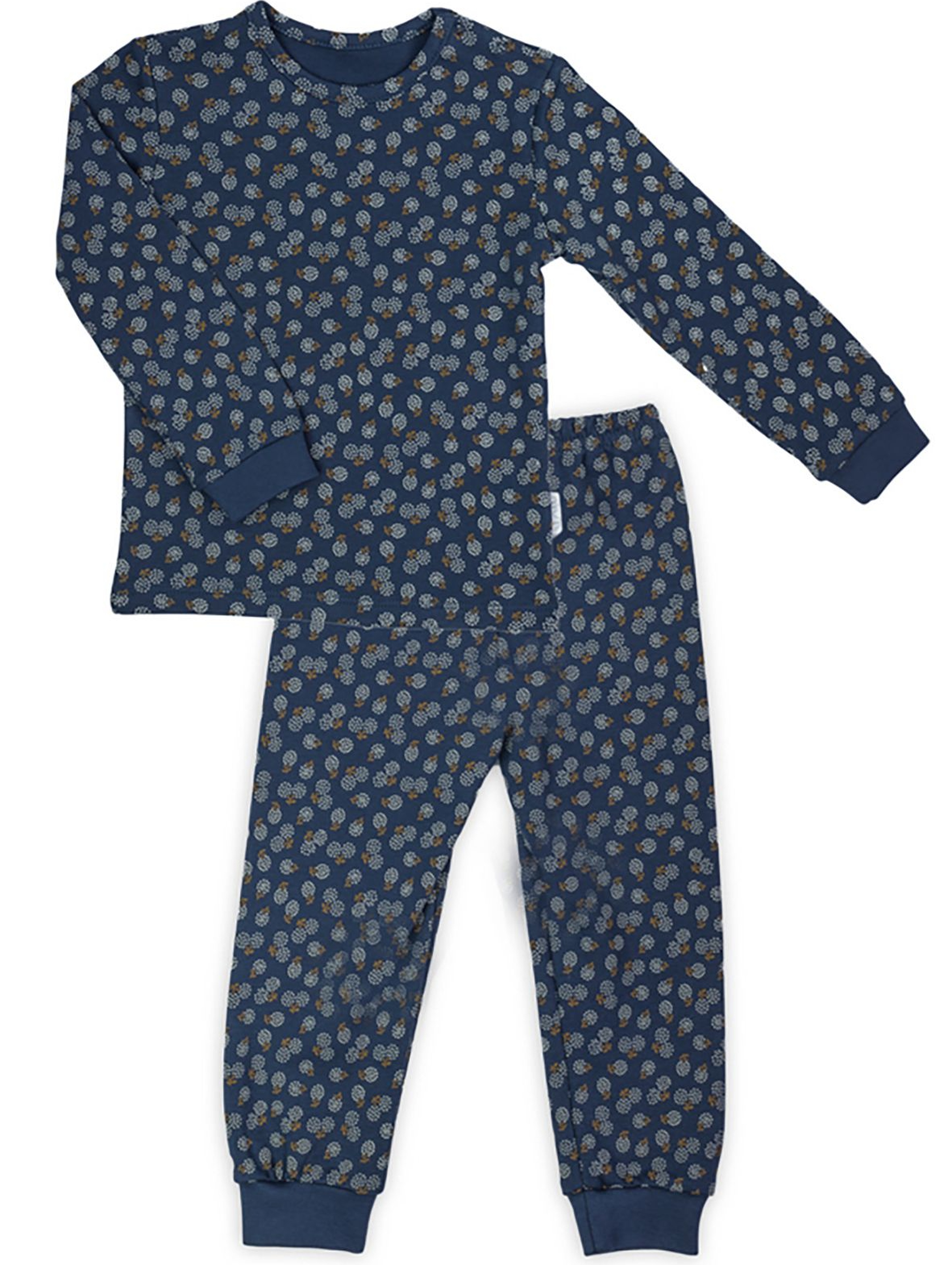 Bawełniana piżama z kwiecistym wzorkiem - granatowy