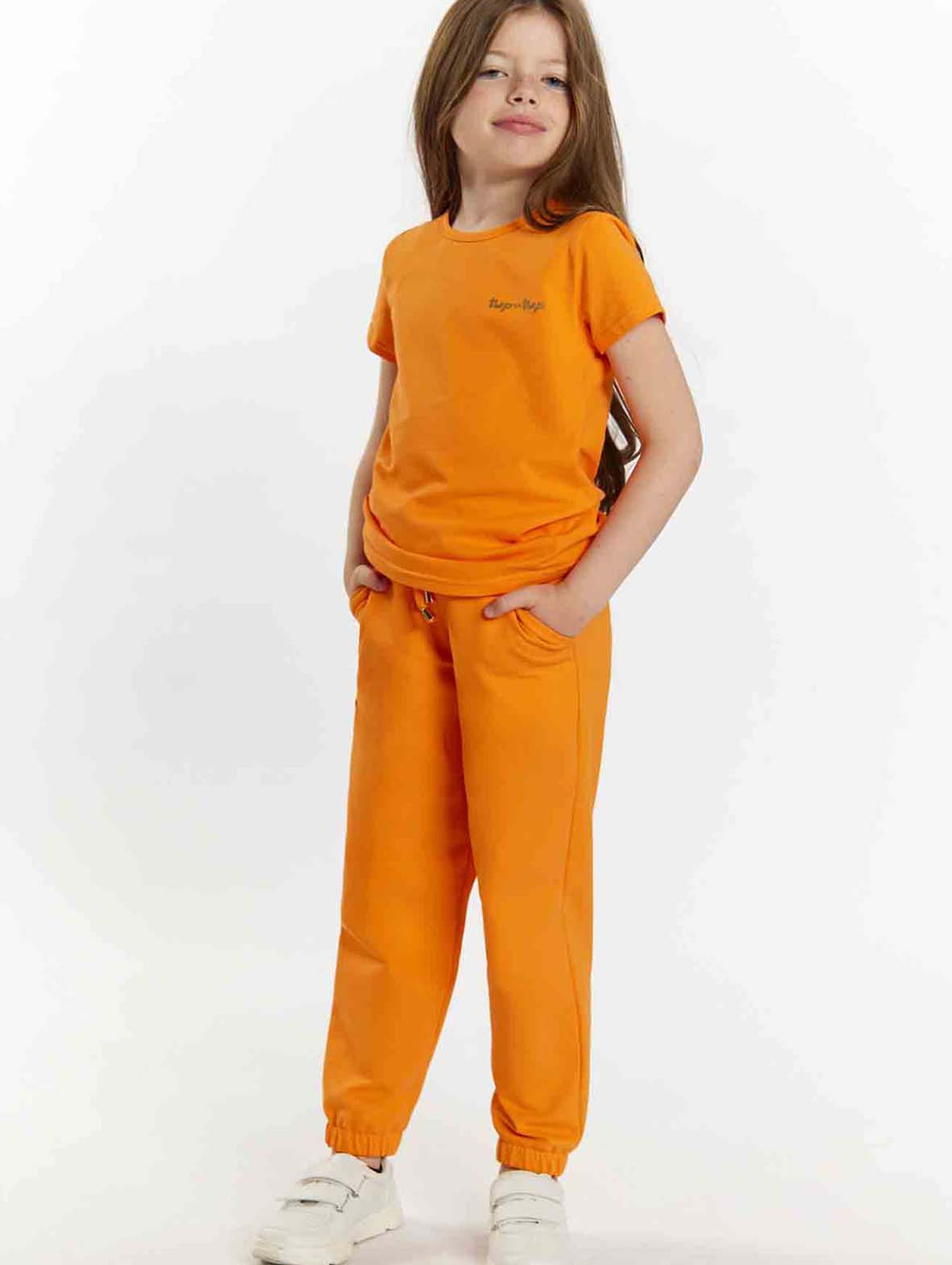 Pomarańczowy t-shirt dla małej dziewczynki z napisem Tup Tup