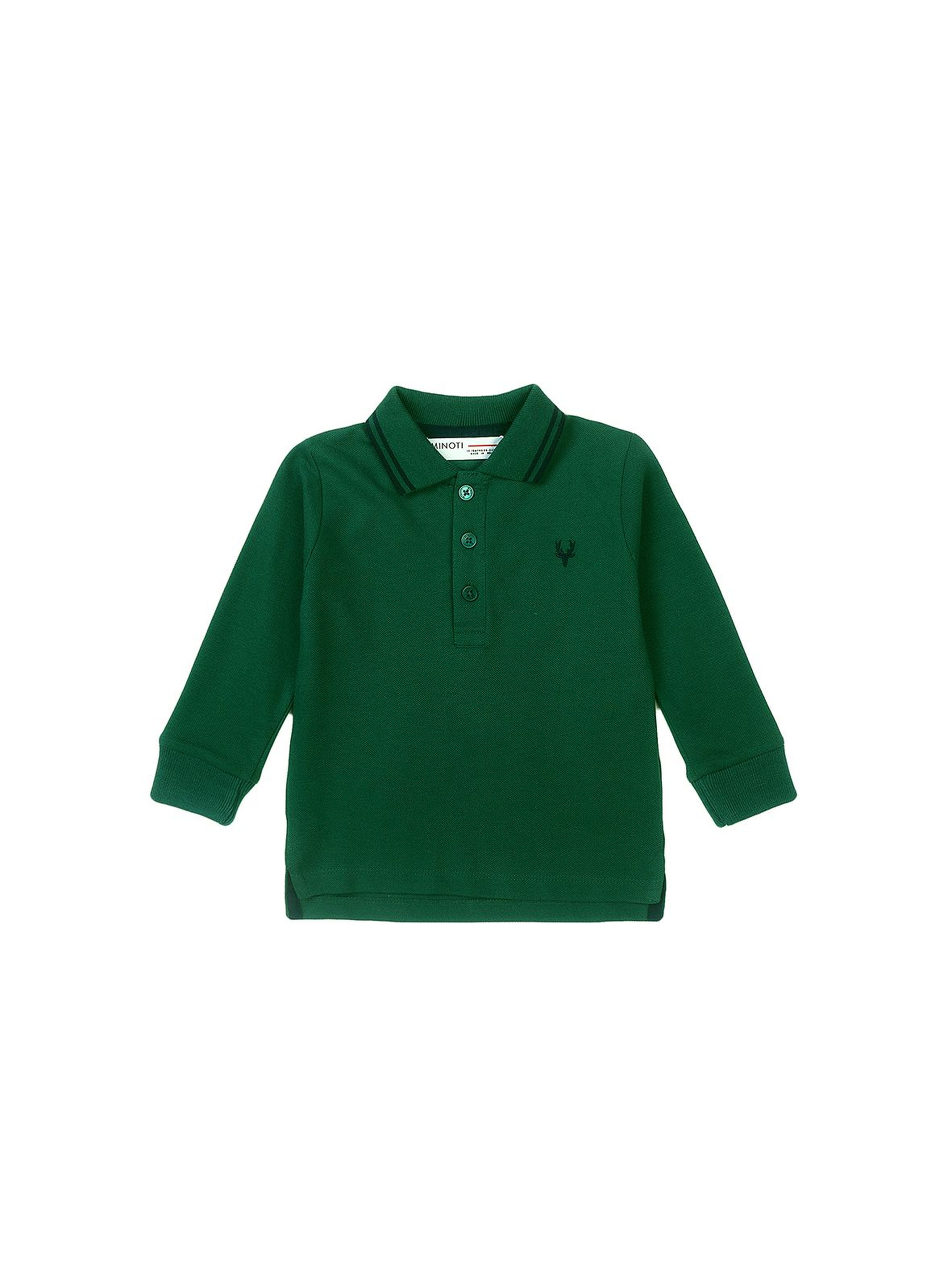 Bluzka chłopięca bawełniana z kołnierzykiem - zielona