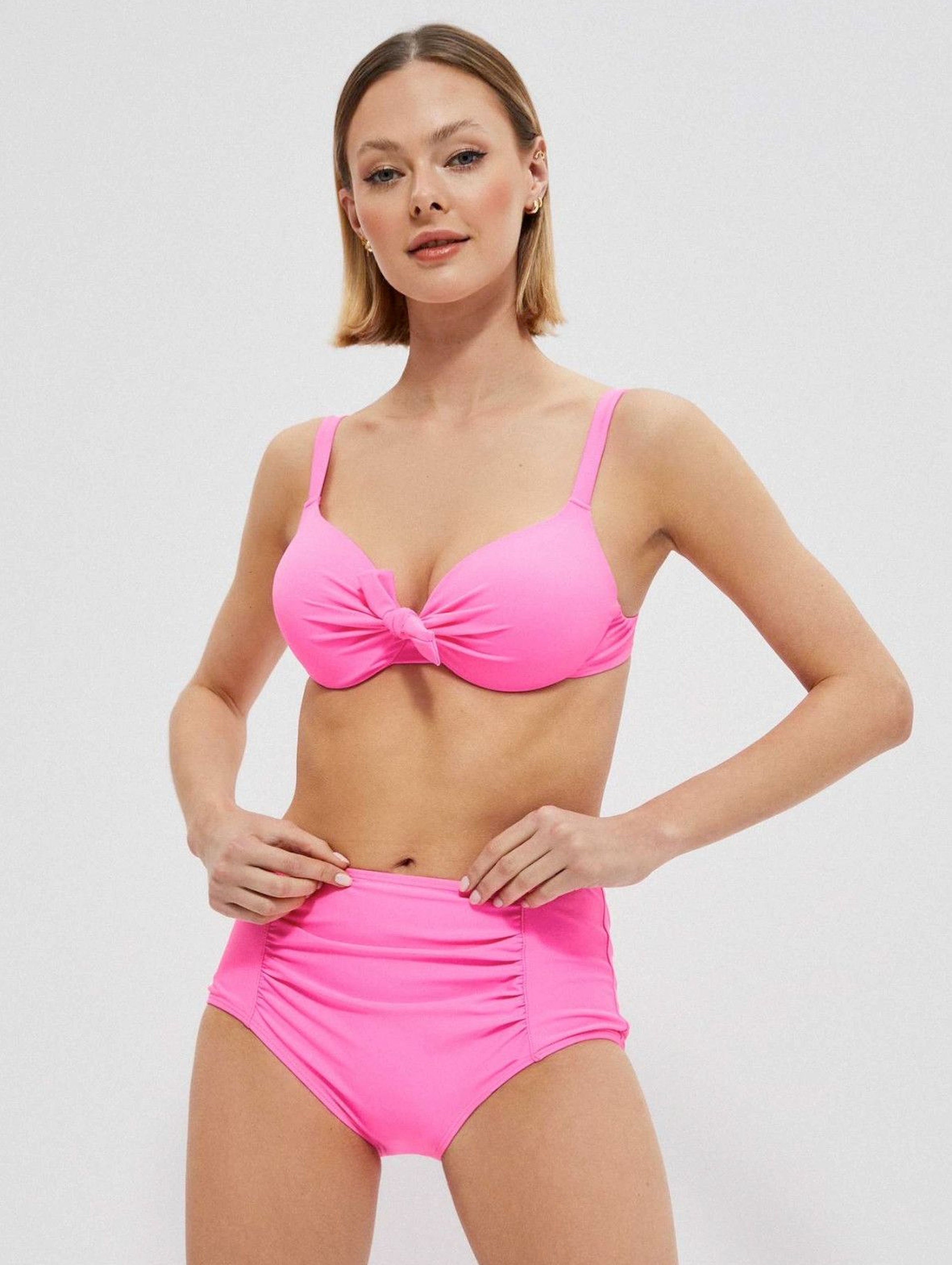 Dół od bikini z wysokim stanem - różowy