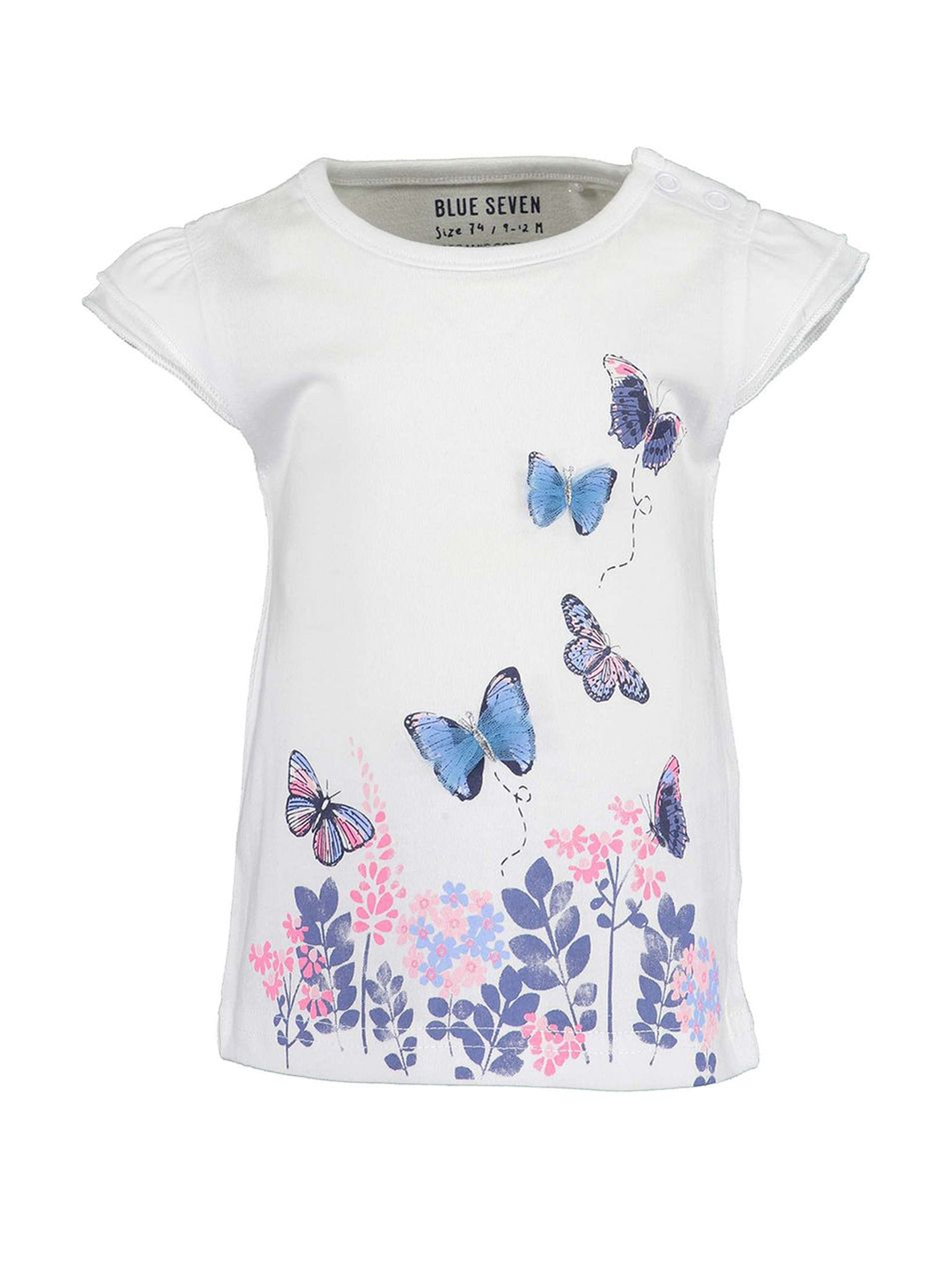 Koszulka dziewczęca biała w motylki