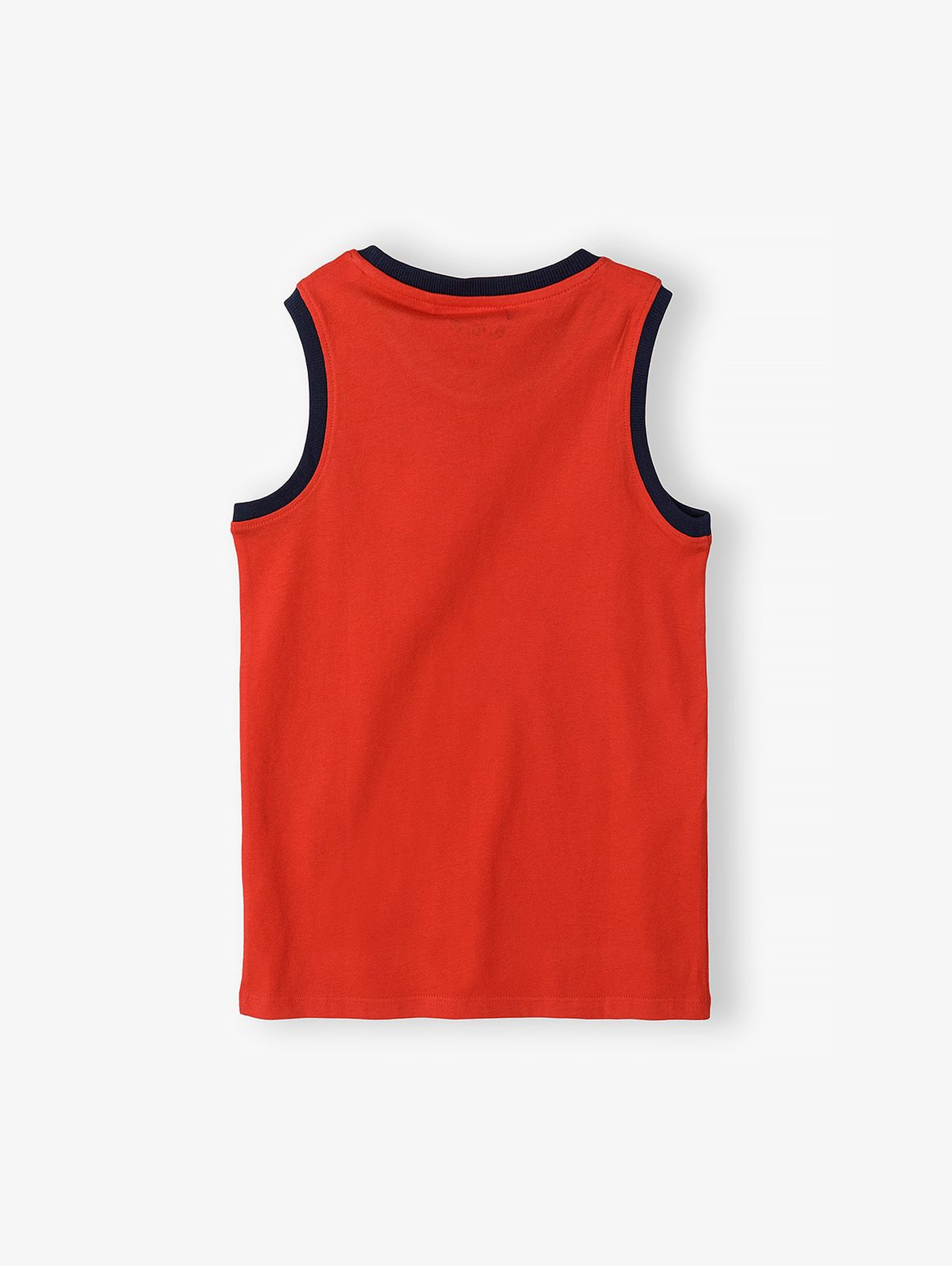 Dzianinowy T-shirt bez rękawów dla chłopca - czerwony