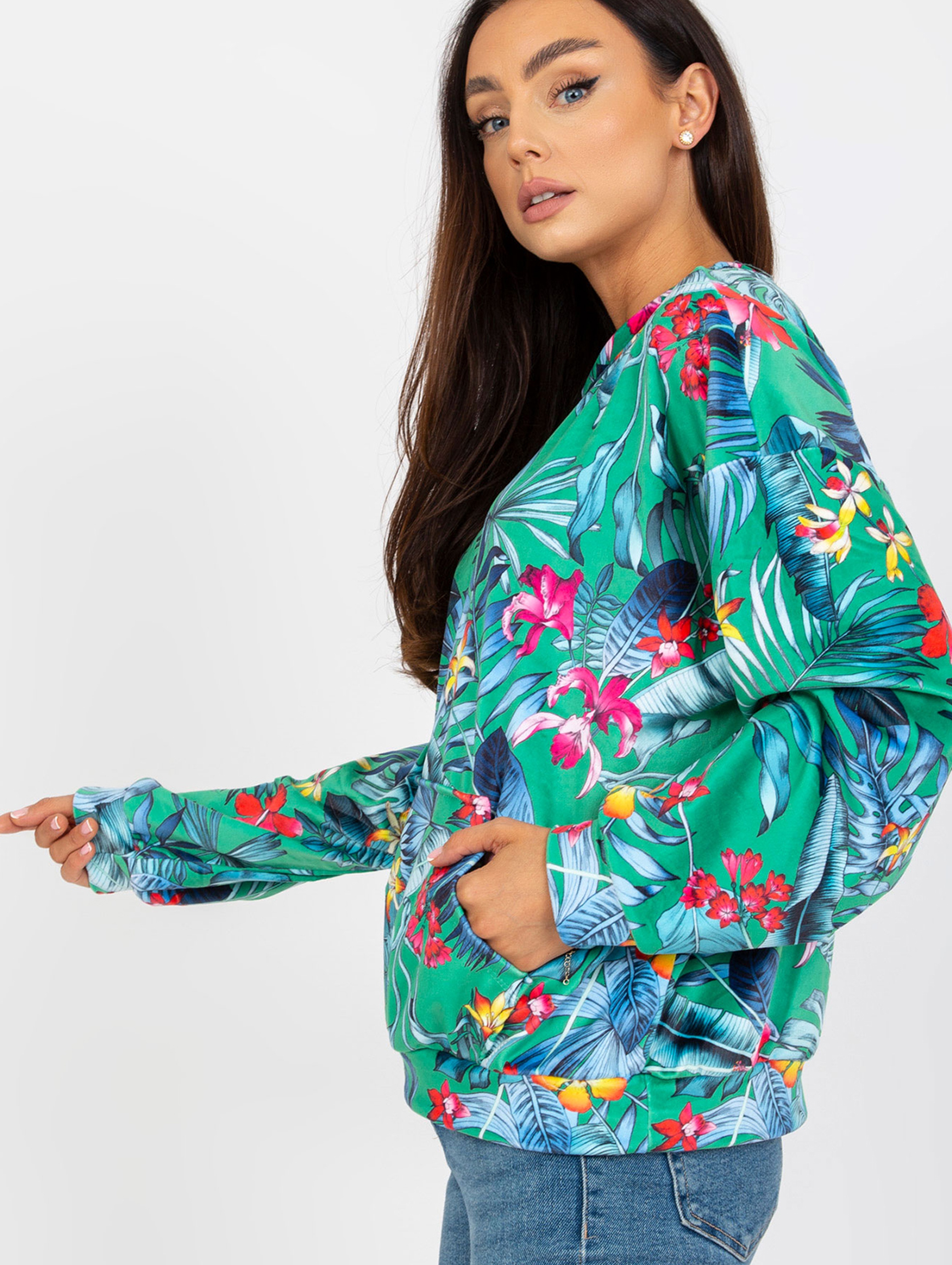 Bluza damska w tropikalne wzory z kieszeniami