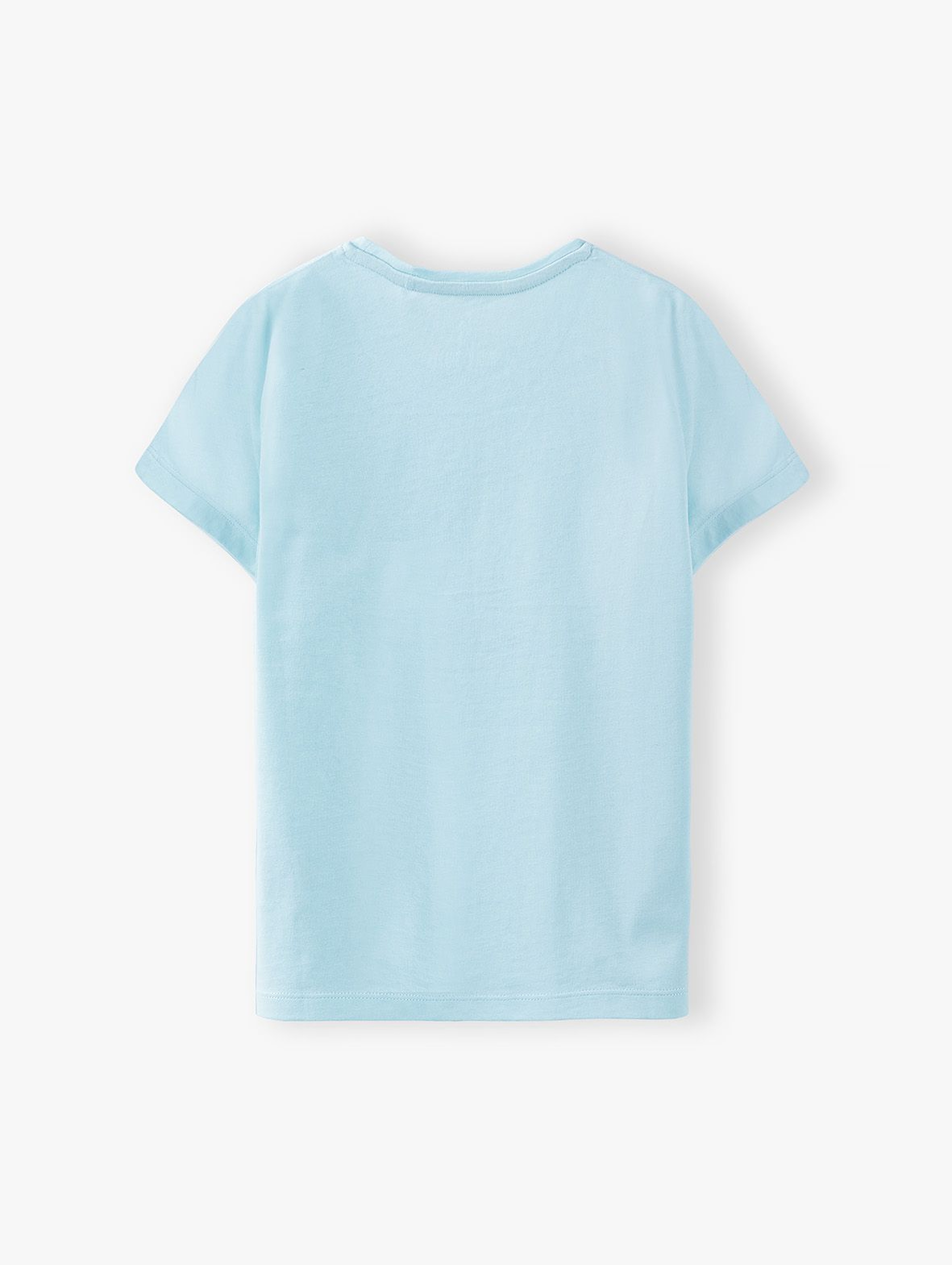 T- shirt dziewczęcy z napisem Sun Salt Sand - niebieski