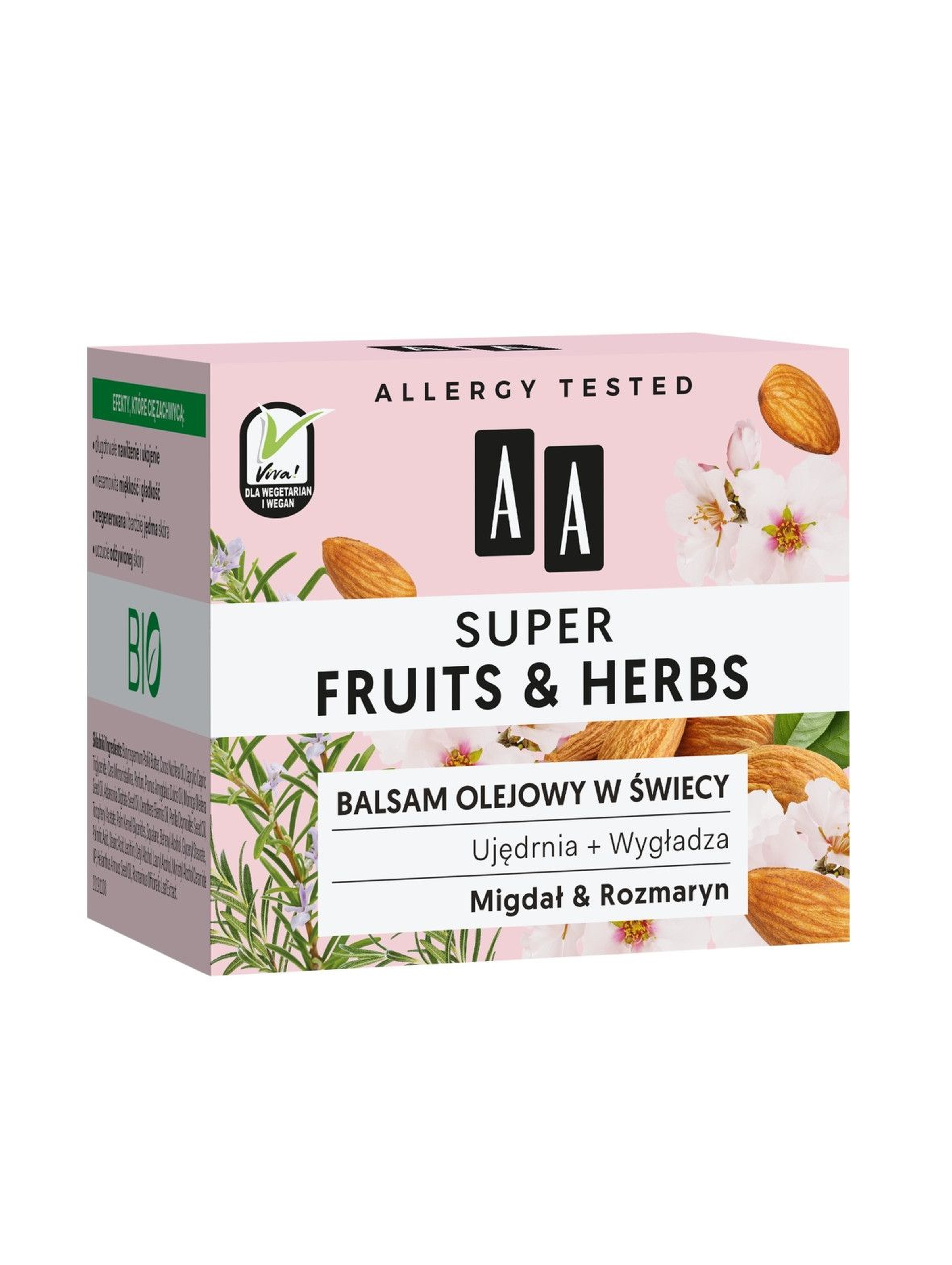 AA Super Fruits&Herbs balsam olejowy w świecy migdał&rozmaryn 50g