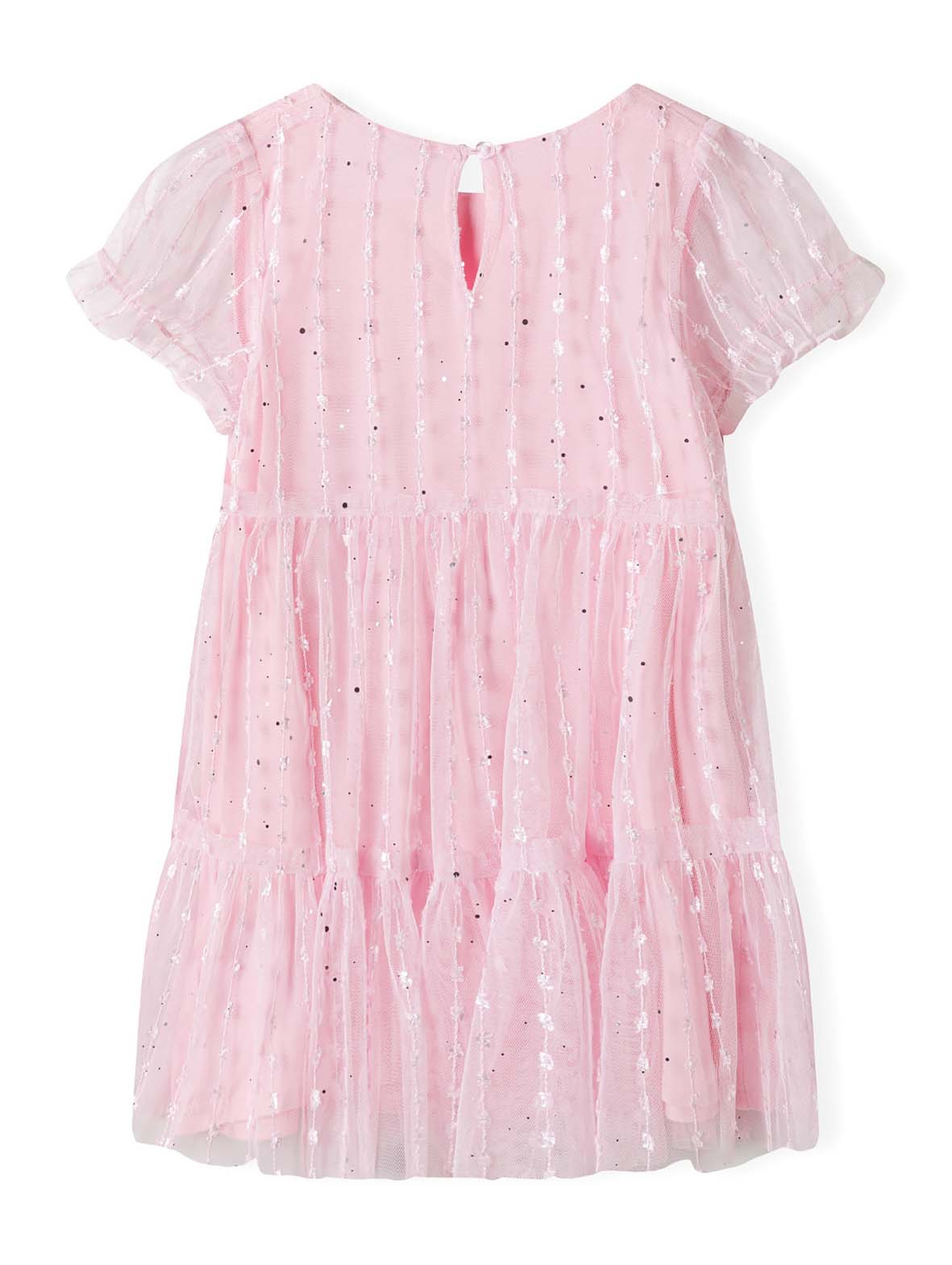 Tiulowa różowa sukienka z błyszczącymi elementami