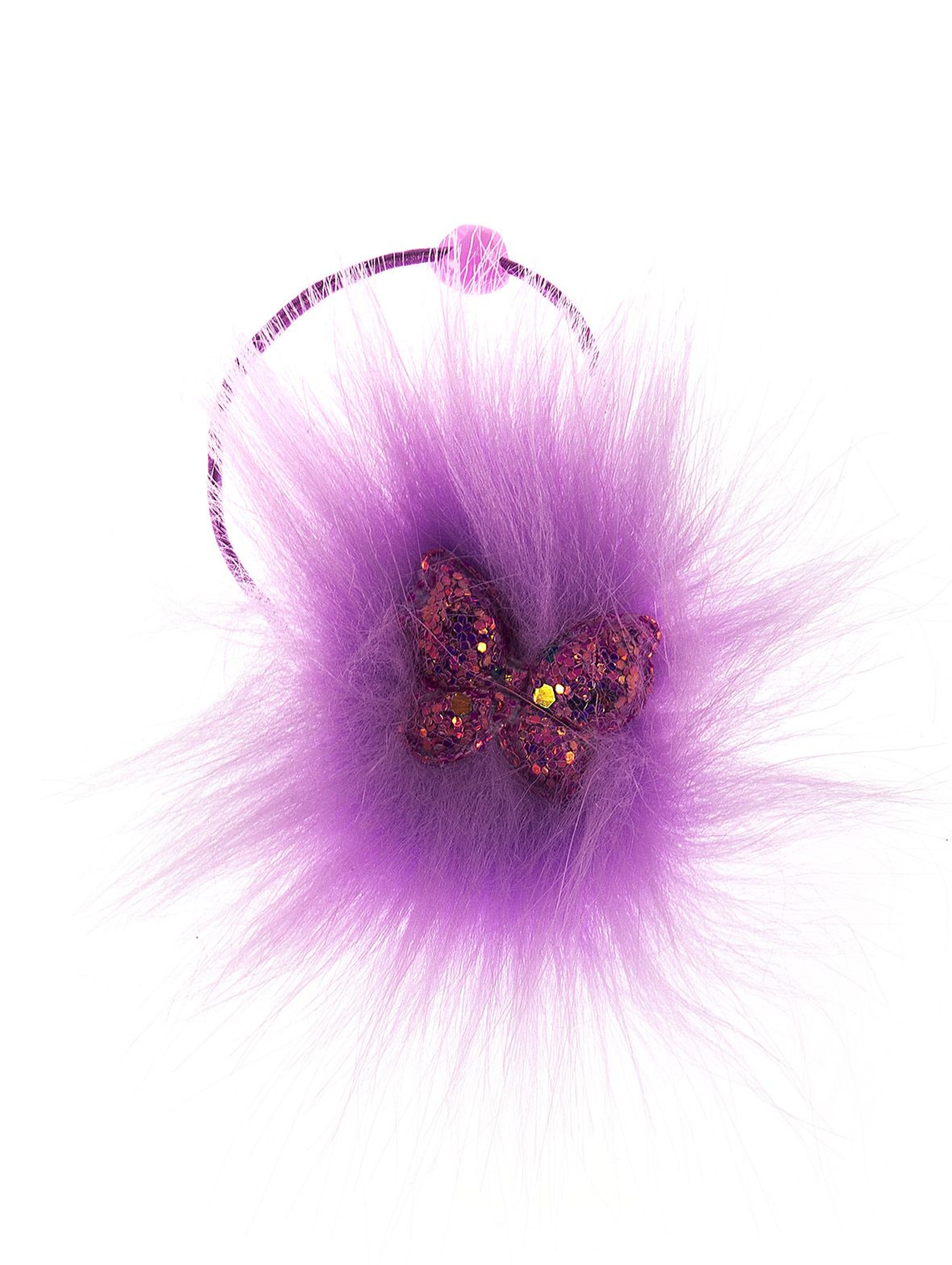 Ozdobna gumka do włosów- fioletowa z cekinowym motylem