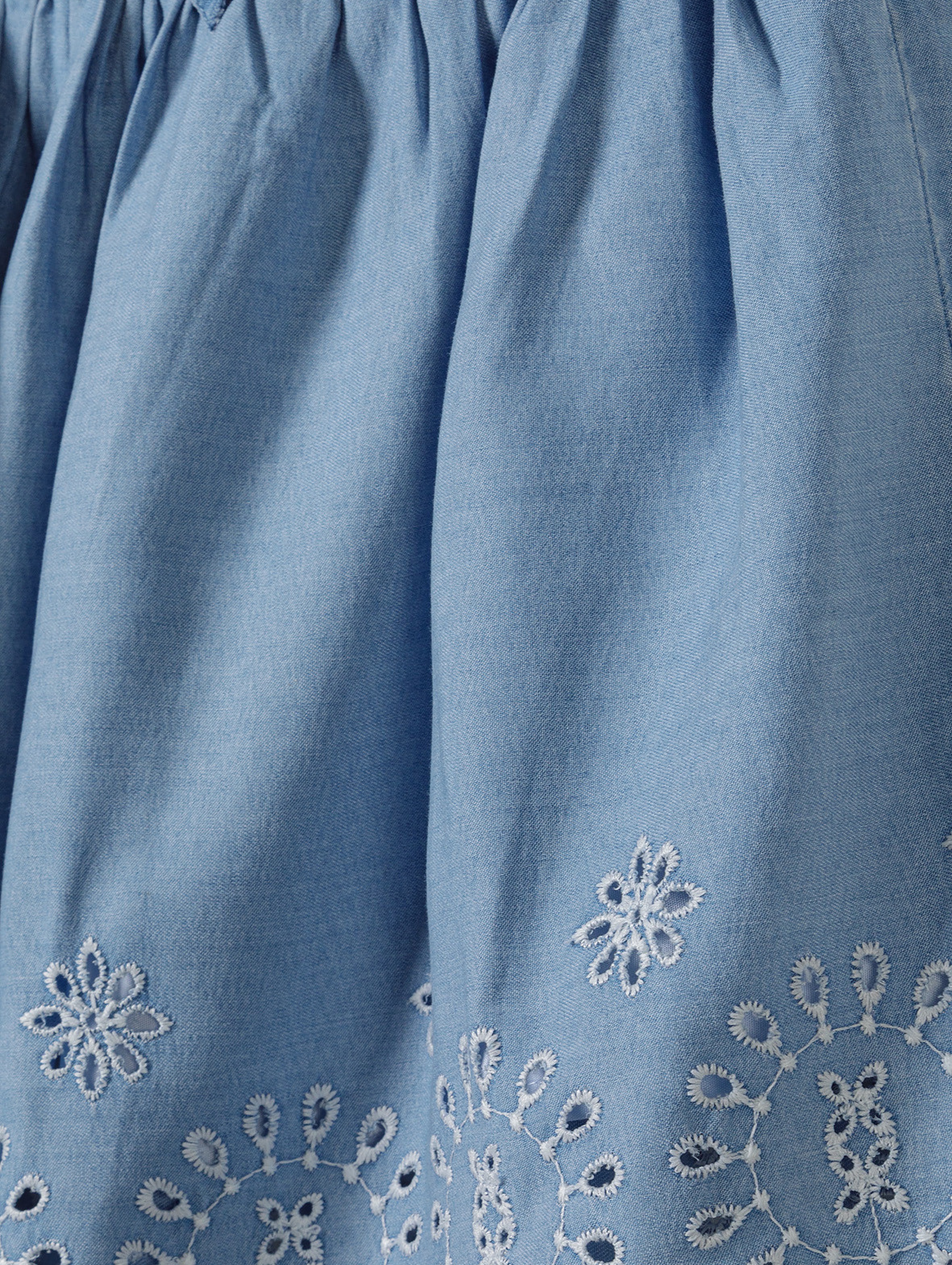 Niebieska spódnica krótka dziewczęca z haftem