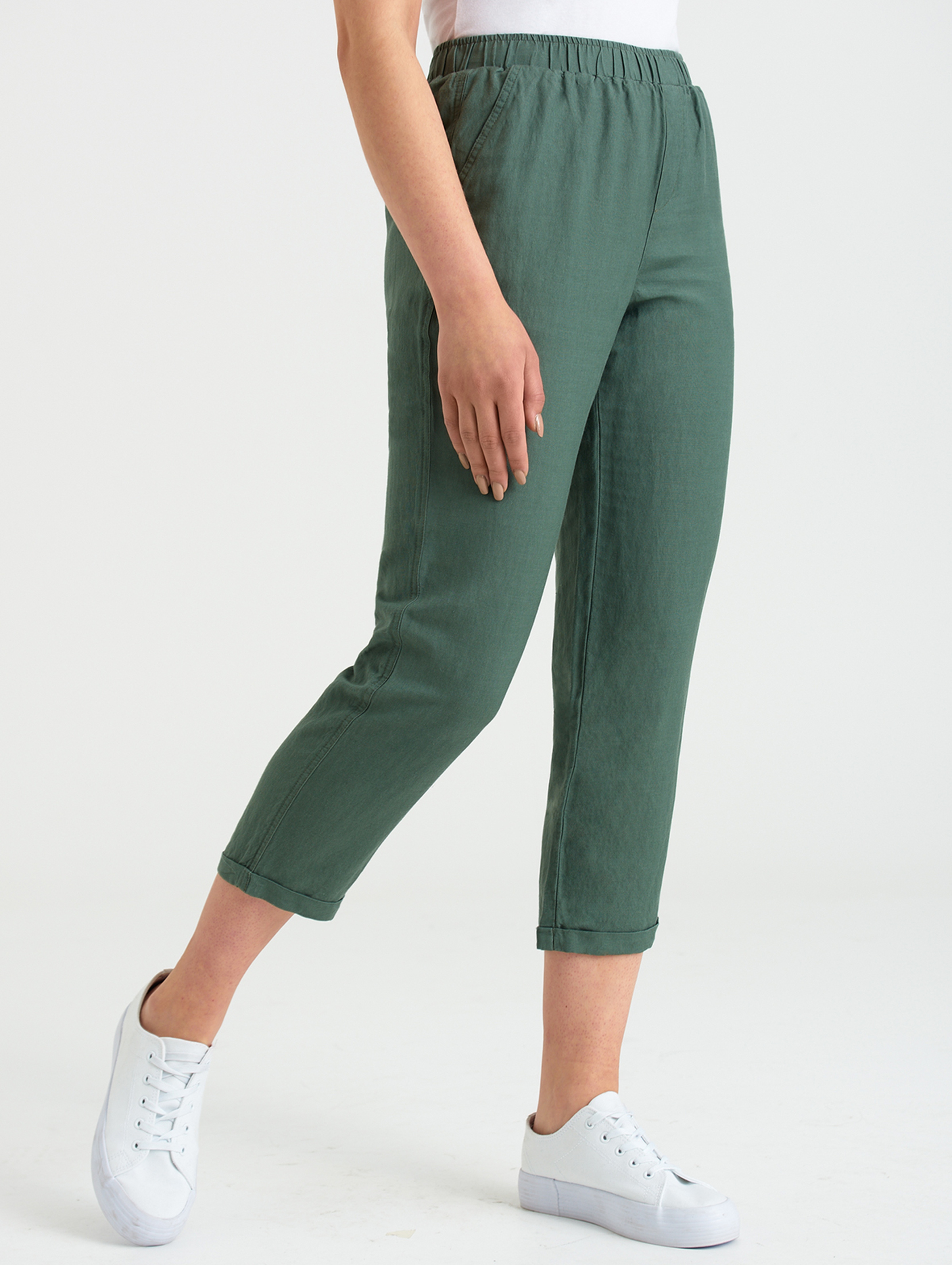 Lniane Spodnie damskie zielone