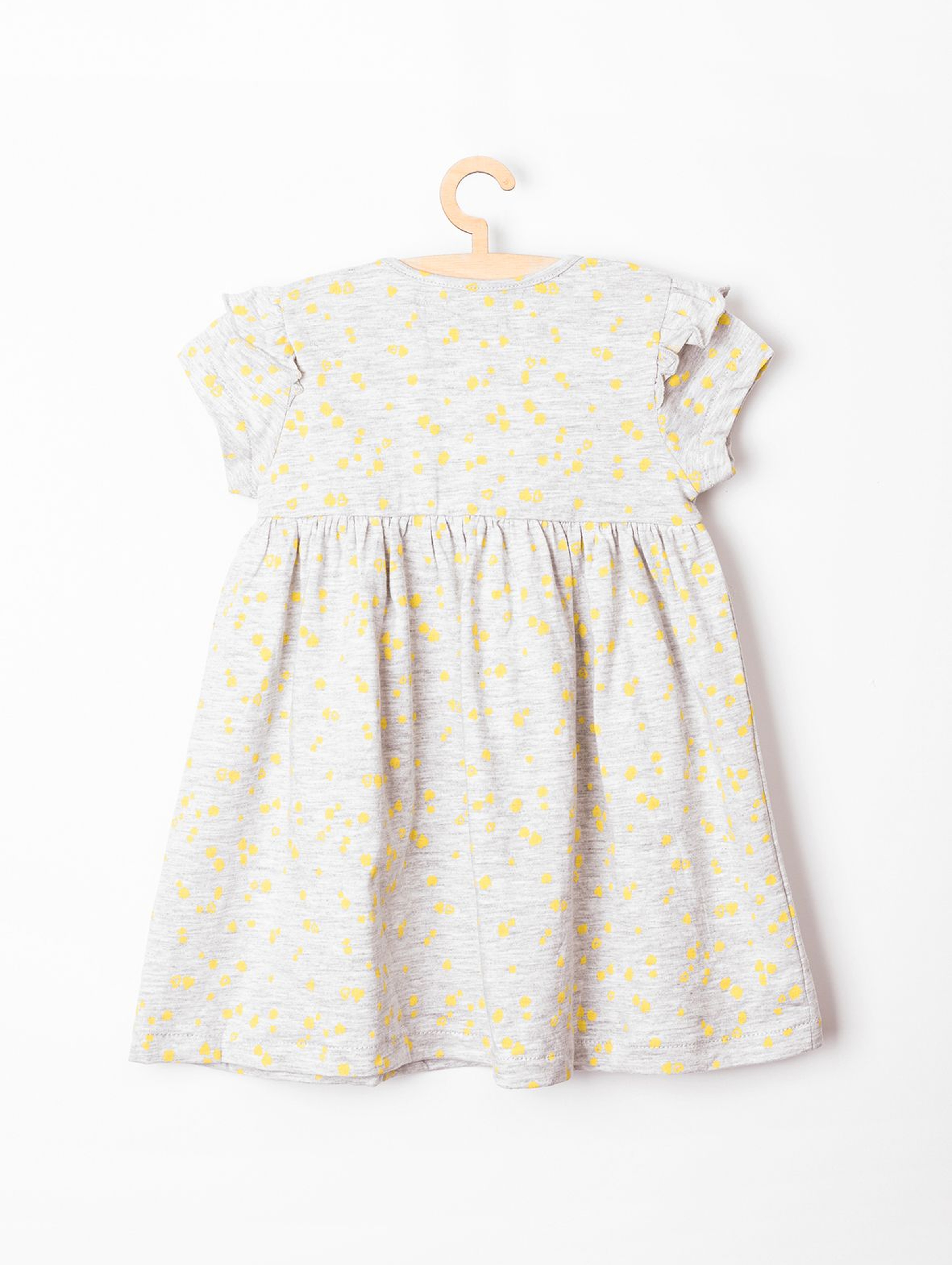 Sukienka niemowlęce szara w żółte serduszka