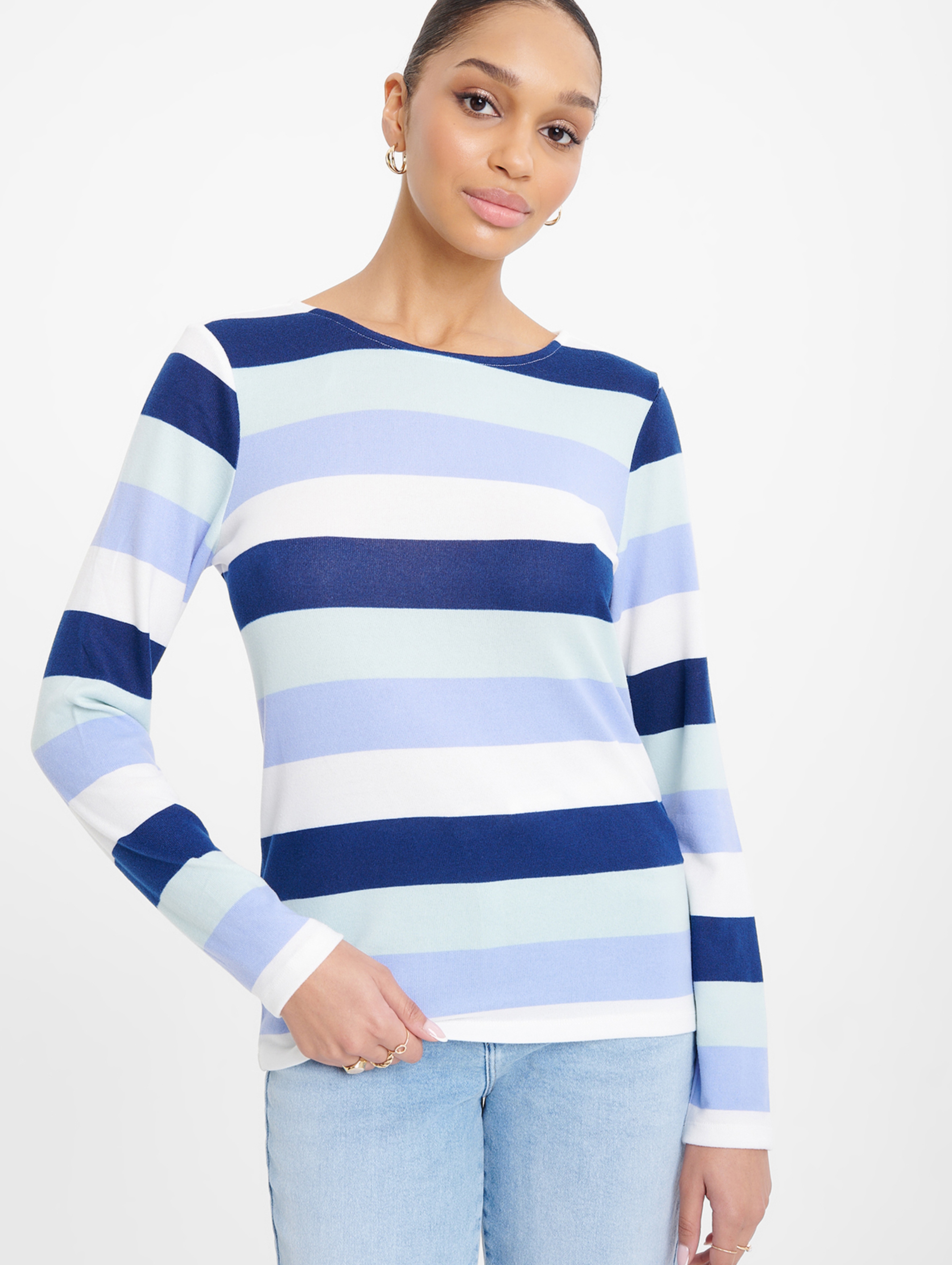 Sweter damski nierozpinany z nadrukiem niebieski