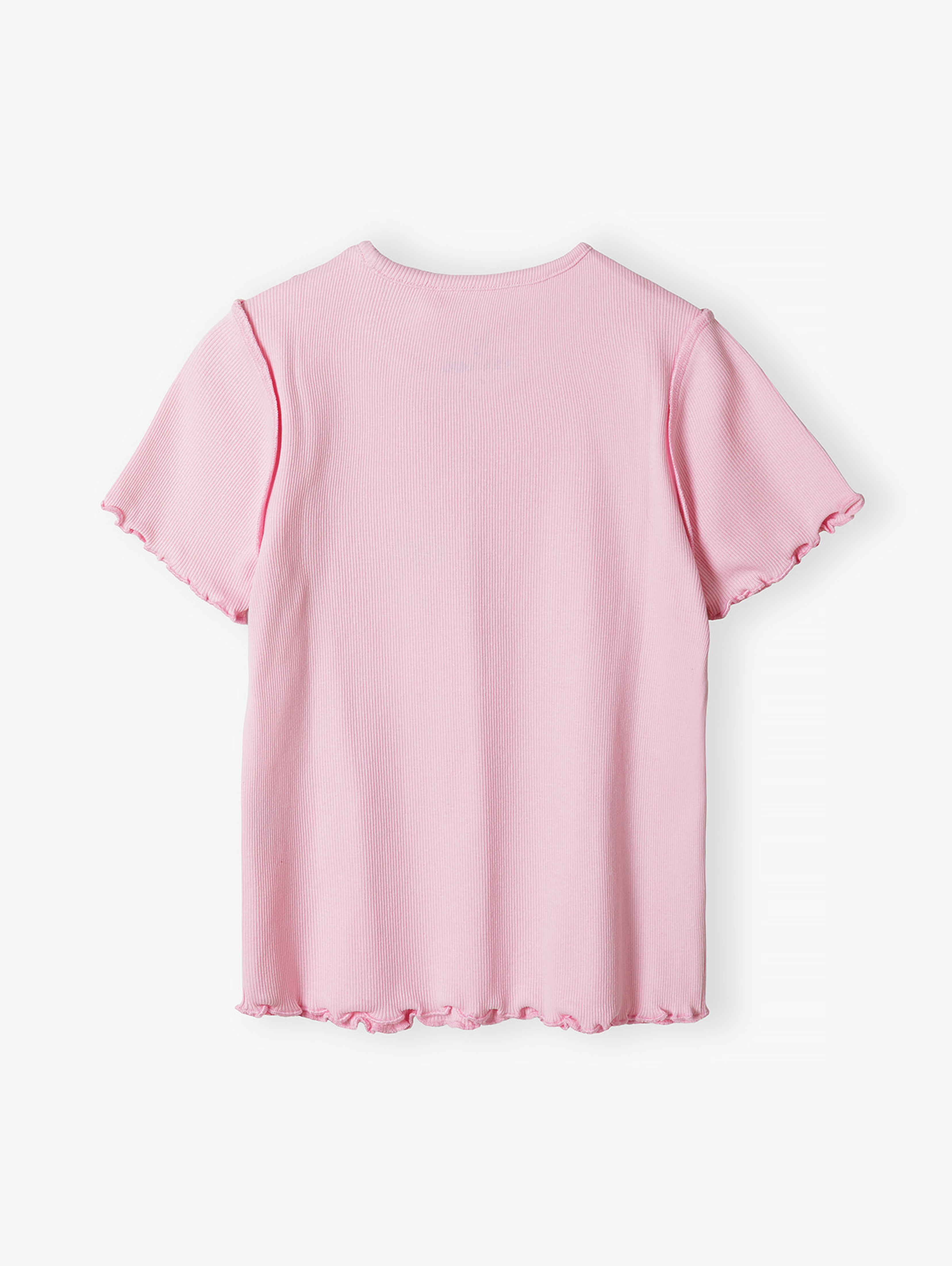 Różowy dopasowany t-shirt dziewczęcy w prążki - Lincoln&Sharks